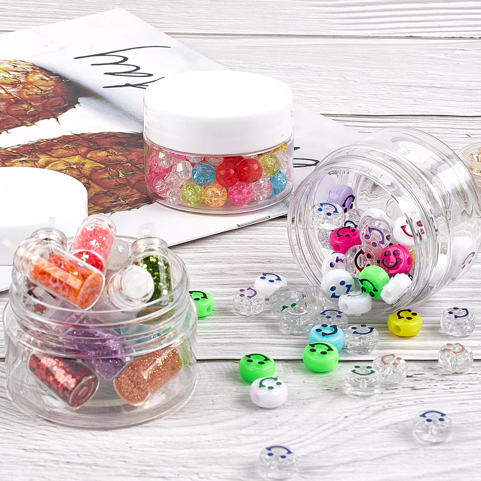 Tuzazo 1 Oz Plastic Jars Round Clear Cosmetic Container Jars With Lids And Labels, 24 Pack Small Plastic Jars For Lotion, Cream,
