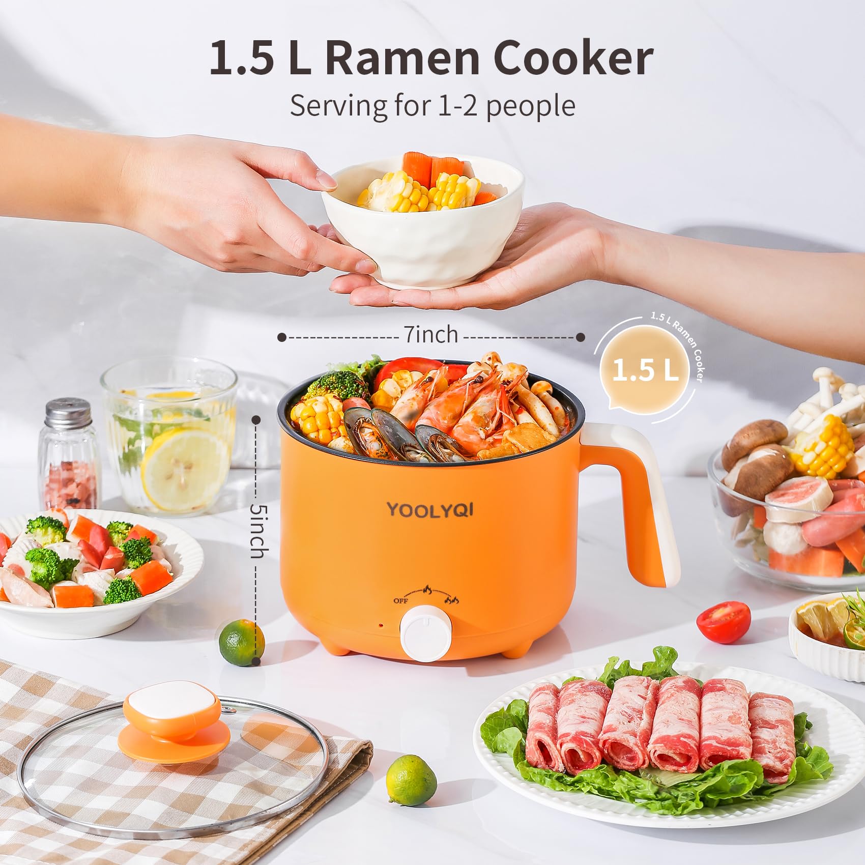 Hot Pot Electric Ramen Cooker: Yoolyqi 1.5 L Portable Lazy Pot, Dual Power Regulation, Suitable For Ramen,Noodles, Soup, Oatmeal