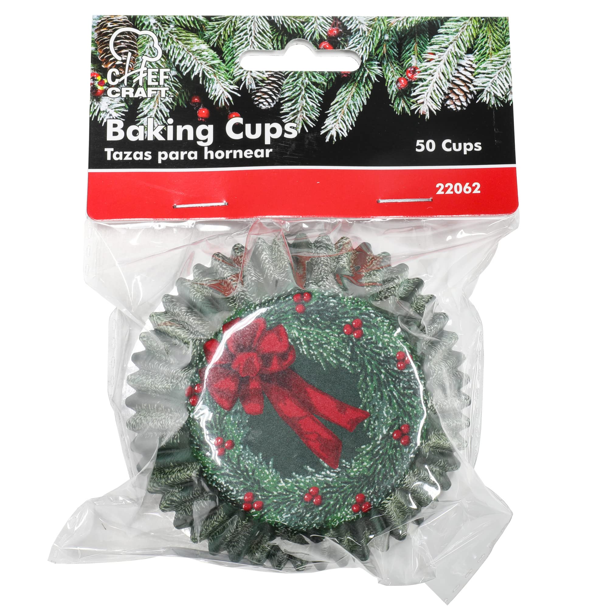 Chef Craft Paper Patterned Cupcake Liners, 50 Count, Greenredwhite