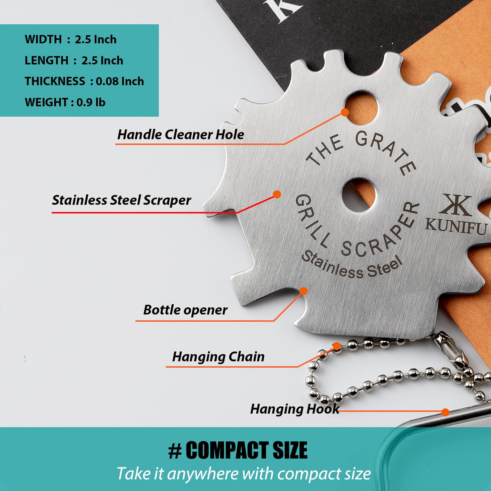 Stocking Stuffers, Ideal Gifts For Christmas, Men, Dad, Husband, Boyfriend, Father, Kunifu Bbq Grill Scraper, Bristle-Free For G