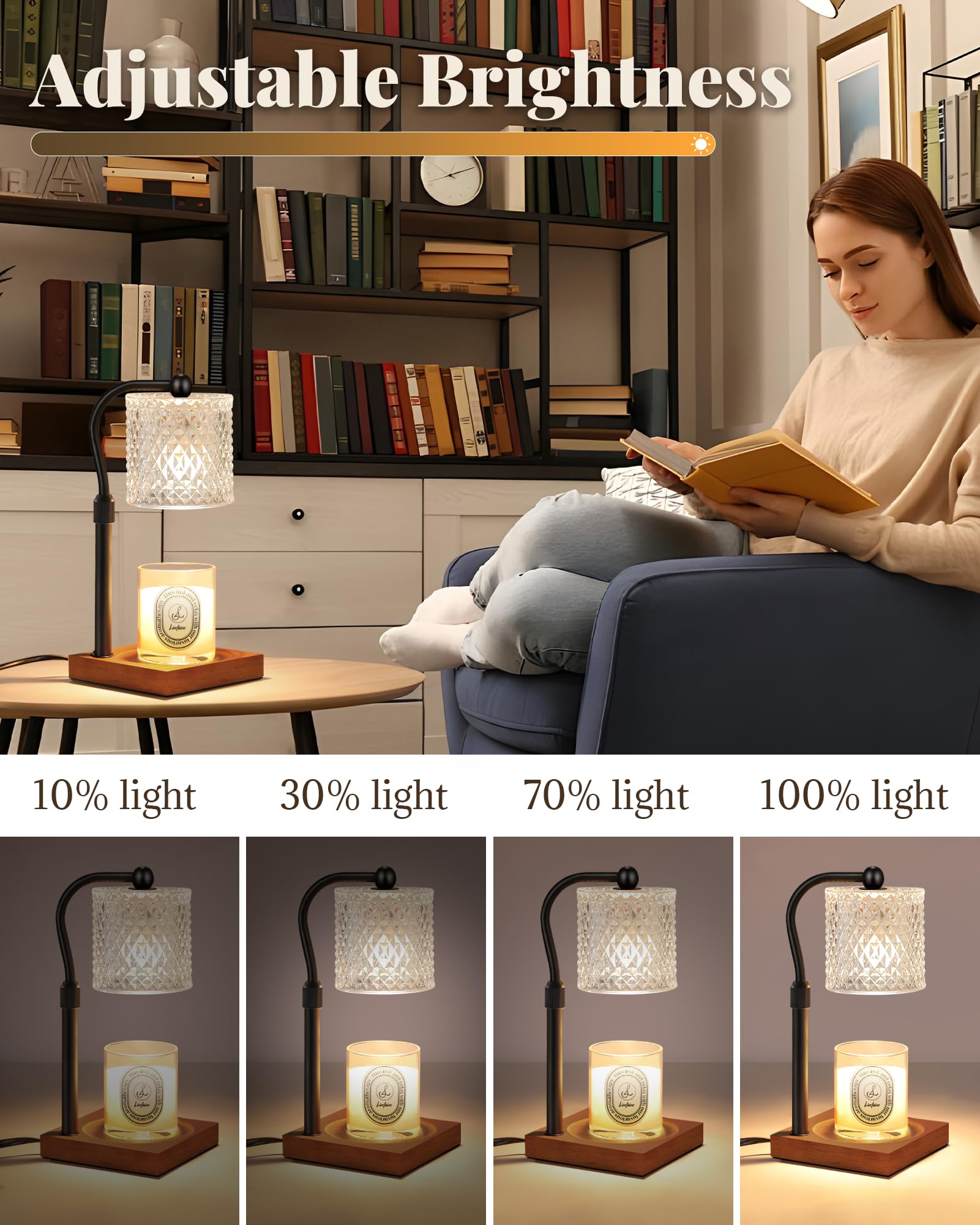 Candle Warmer Lamp with Timer Dimmer Adjustable Height, Birthday Housewarming New Home Decor Gifts for Women, Electric Wax Warme