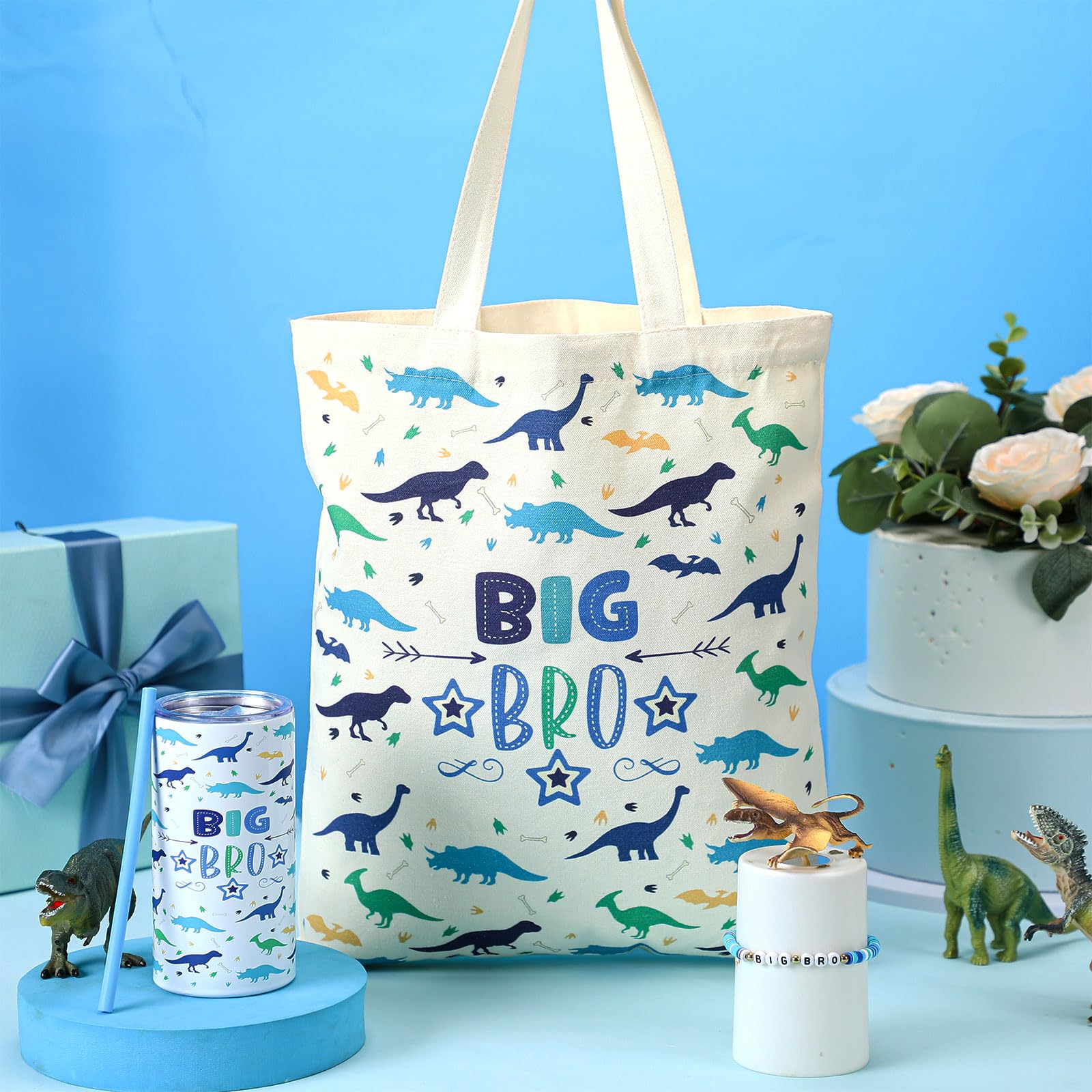 Shinylin 3 Pcs Big Brother Gift for Boy 12 oz Big Brother Cup Blue Stainless Steel Mug Vacuum Insulated Tumbler with Leakproof L