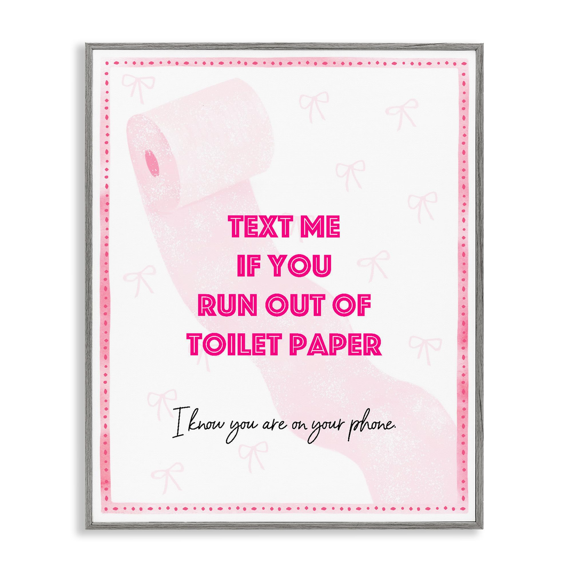 Stupell Industries Pink Text For Toilet Paper Black Framed Giclee Art, Design By Ziwei Li, 20 X 16
