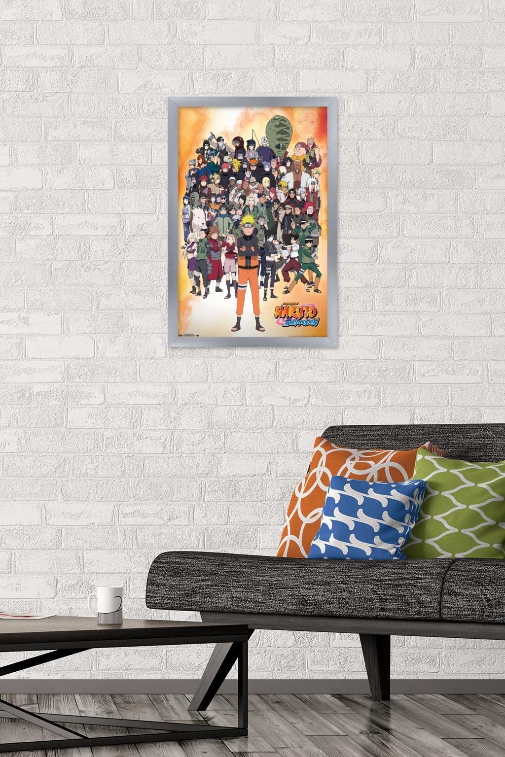 Trends International Naruto Shippuden - Group Wall Poster, 14.725'' X 22.375'', Silver Framed Version