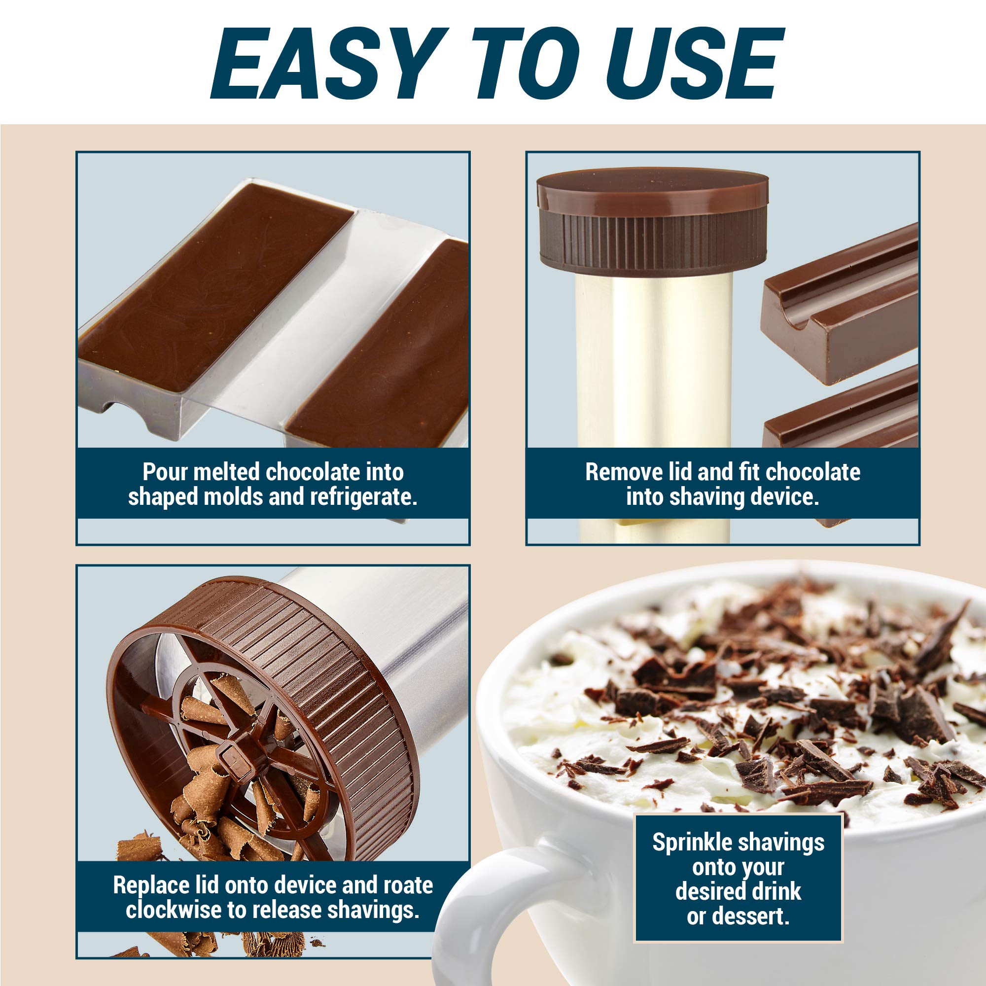 O'Creme - Chocolate Shaver - Rotary Hand Held Grater And Slicer Device To Make Professional Gourmet Quality Chocolate Shavings -