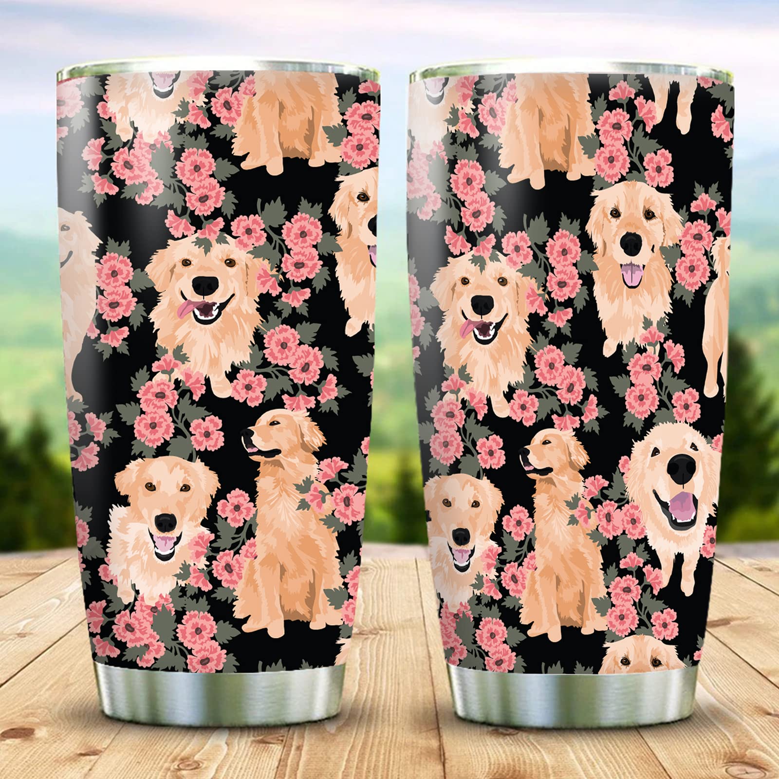 Waldeal Golden Retriever Gift For Men Women, Dog Lovers Birthday Gifts, 20Oz Stainless Steel Tumbler Cup With Lid, Insulated Tra