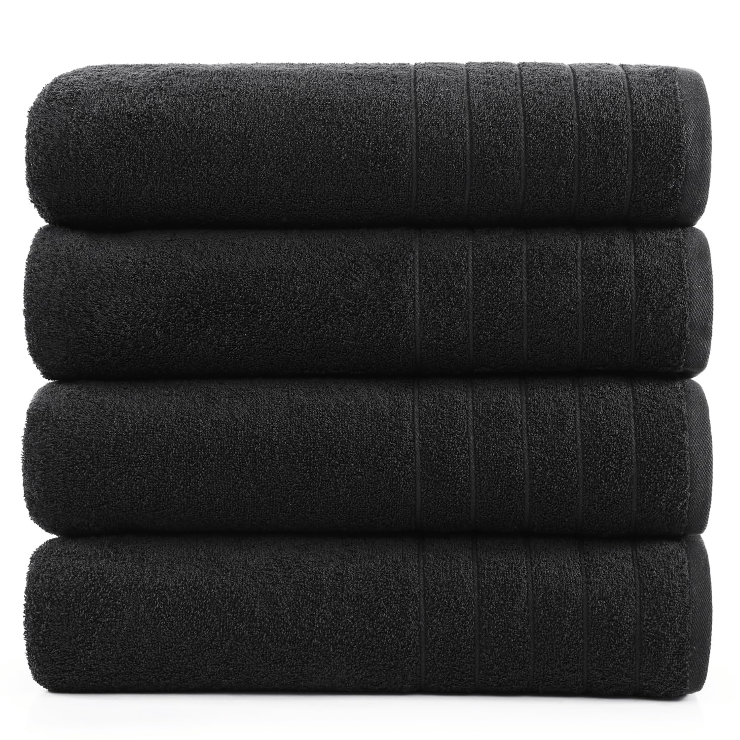 Casa Platino Bath Towel 4 Pack Premium, Large Bath Towels (30''X 60''), 100% Ring Spun Cotton Bath Towel, Lightweight Black Bath