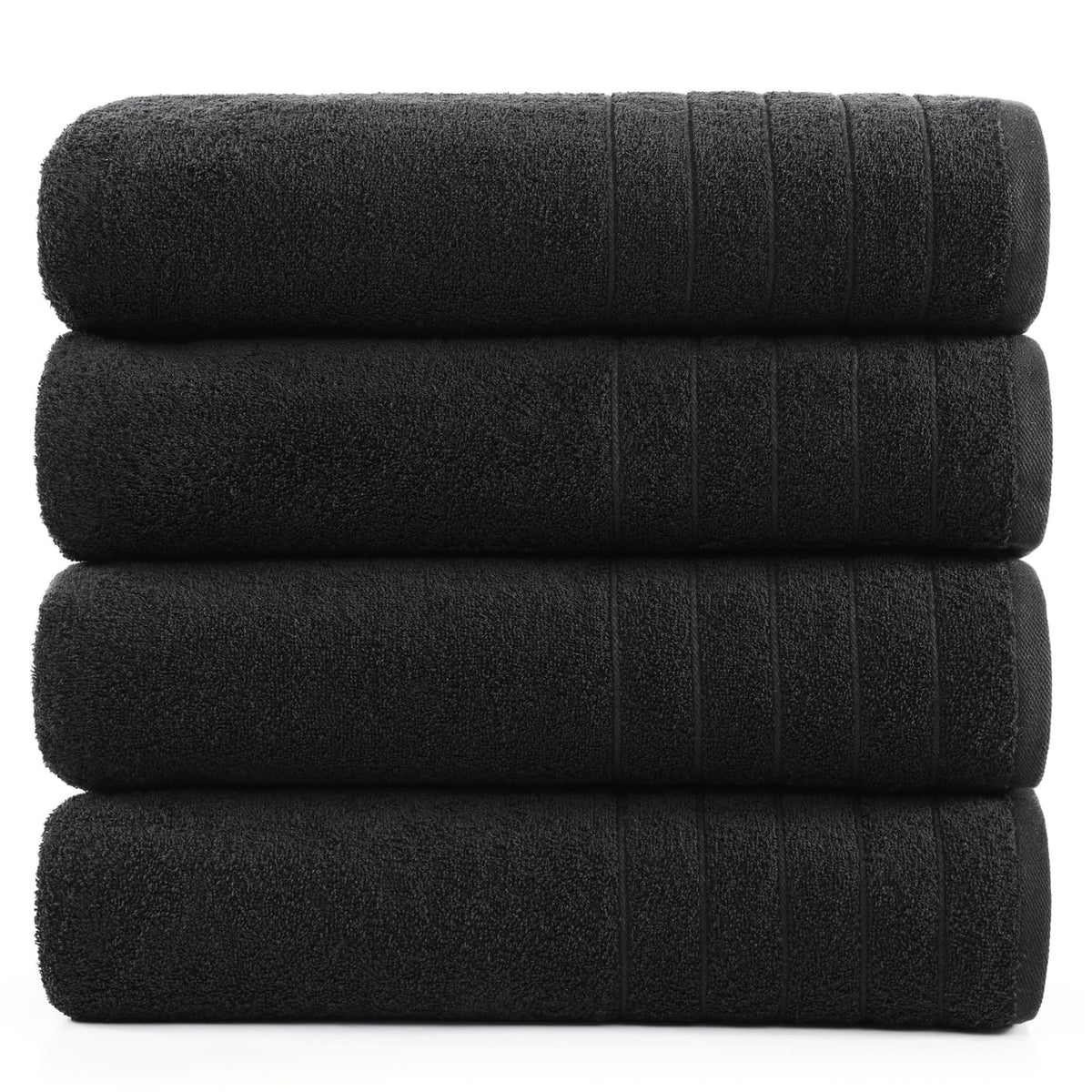 Casa Platino Bath Towel 4 Pack Premium, Large Bath Towels (30''X 60''), 100% Ring Spun Cotton Bath Towel, Lightweight Black Bath