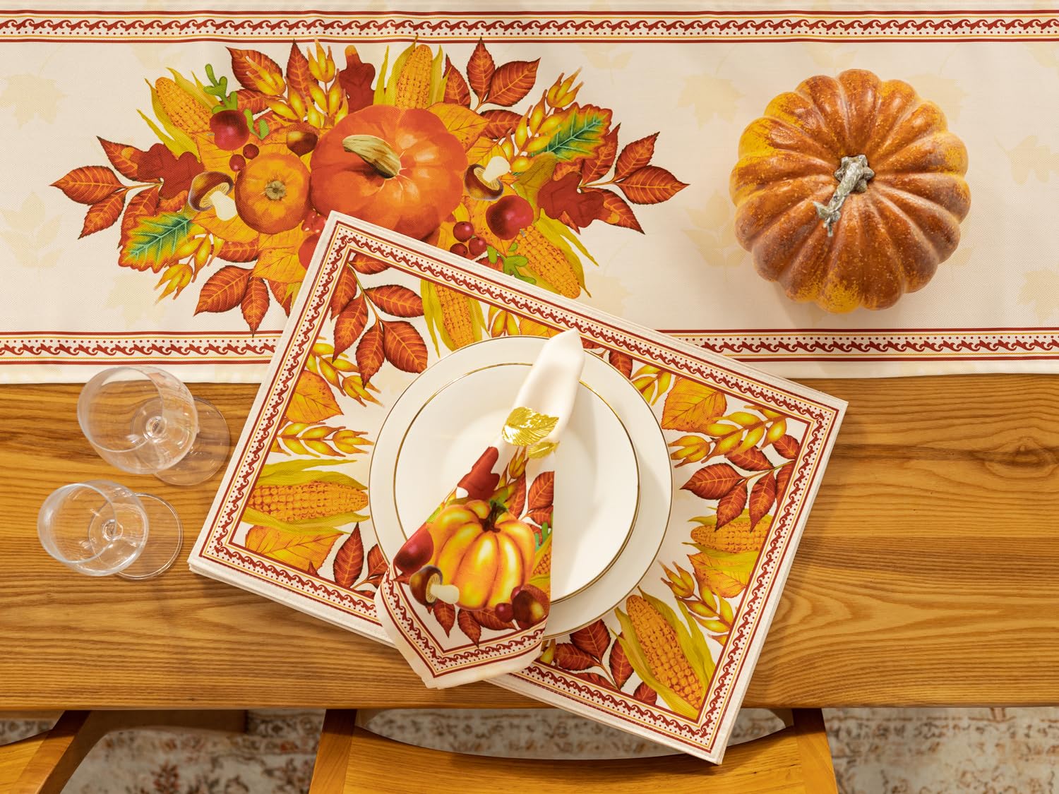 YiHomer Fall Thanksgiving Tabletop Collection for Kitchen Dining Decoration Parties Harvest, Harvest Party, Table Runner, 14 x 1