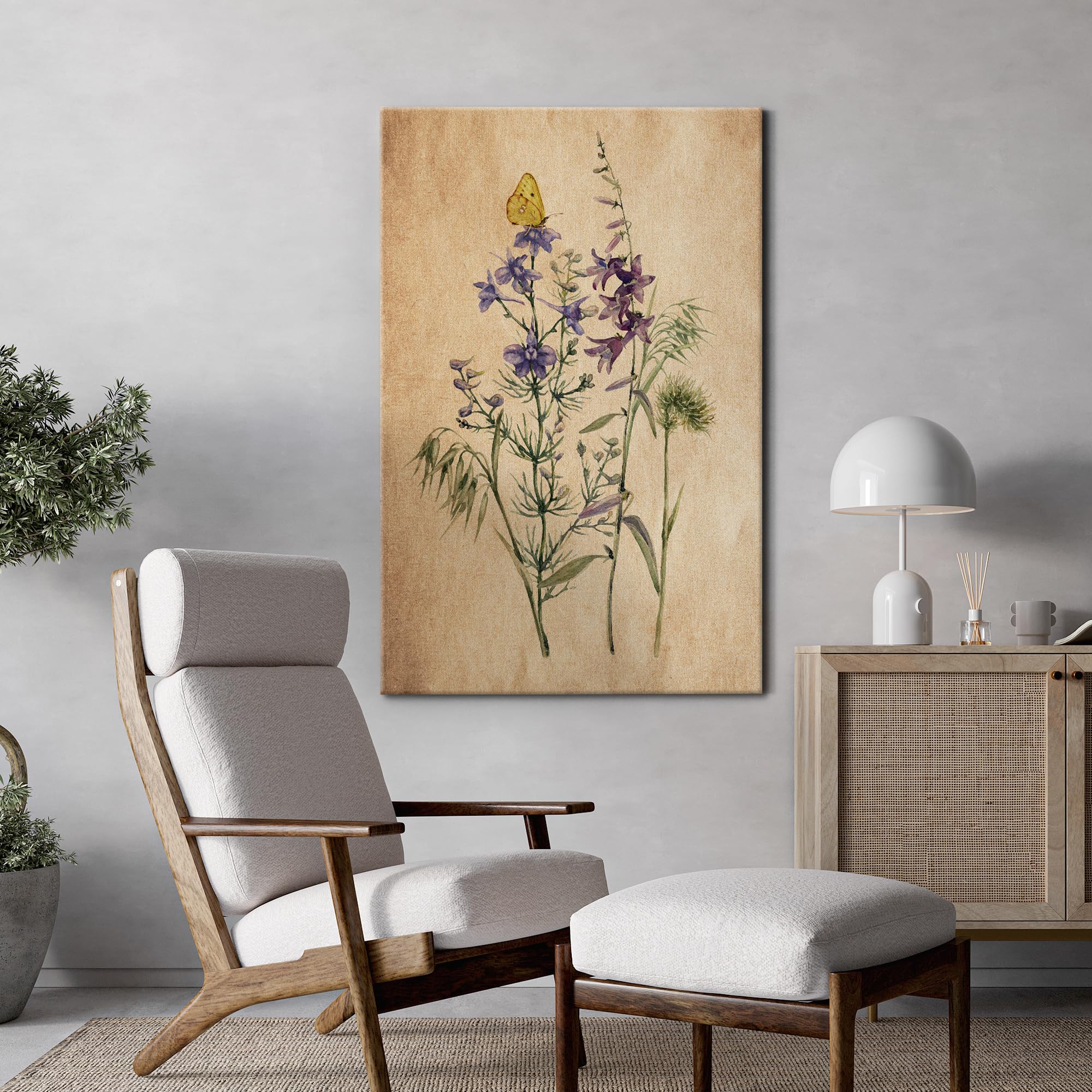Wall26 Canvas Print Wall Art Antique Lavender Blue Wildflowers Nature Wilderness Illustrations Modern Art Botanical Floral Farmh