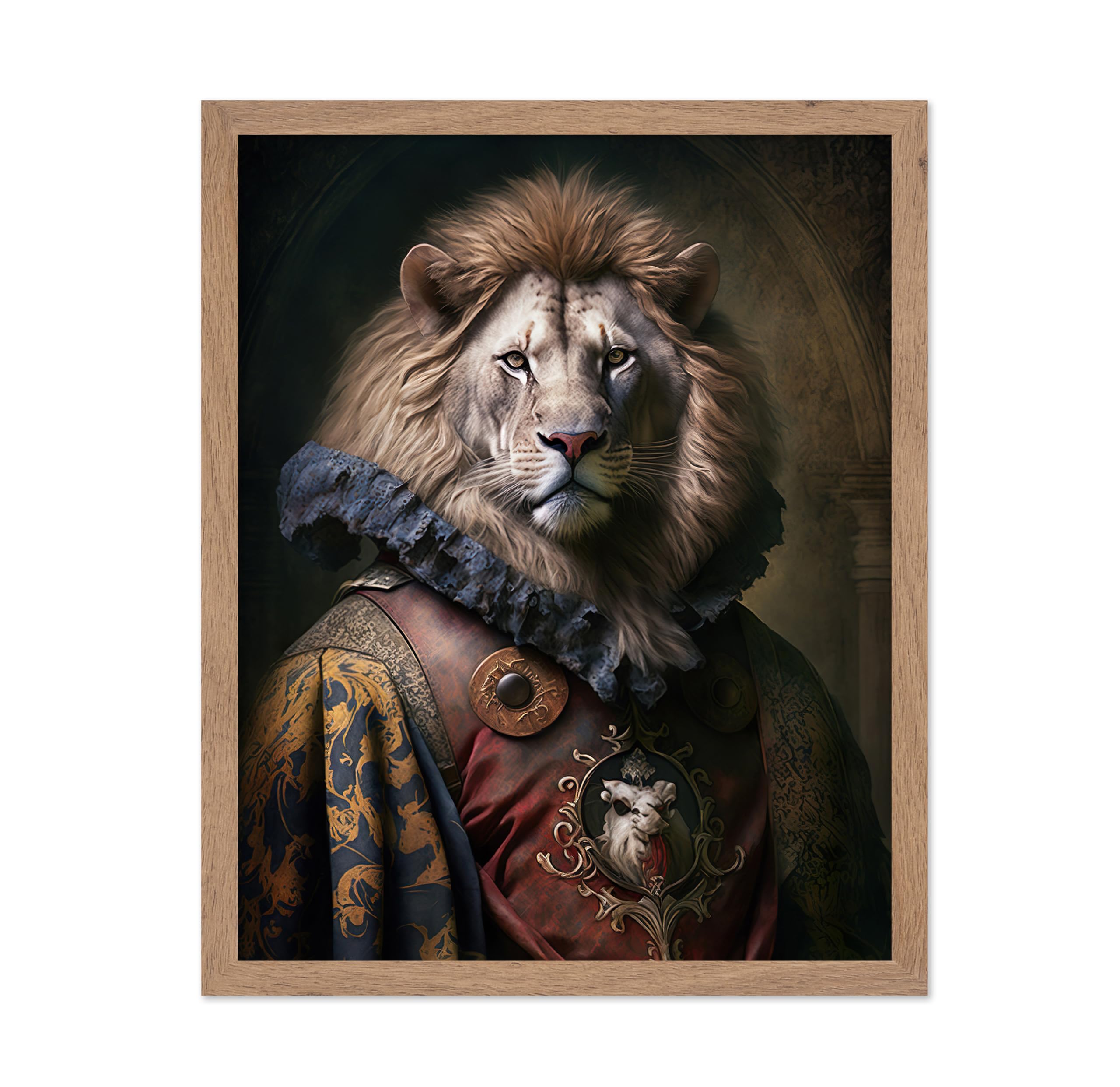 Poster Master Renaissance Animal Poster - Retro Funny Print - Gift for Artist, Friend - Aristocratic Lion, Renaissance, Formal A