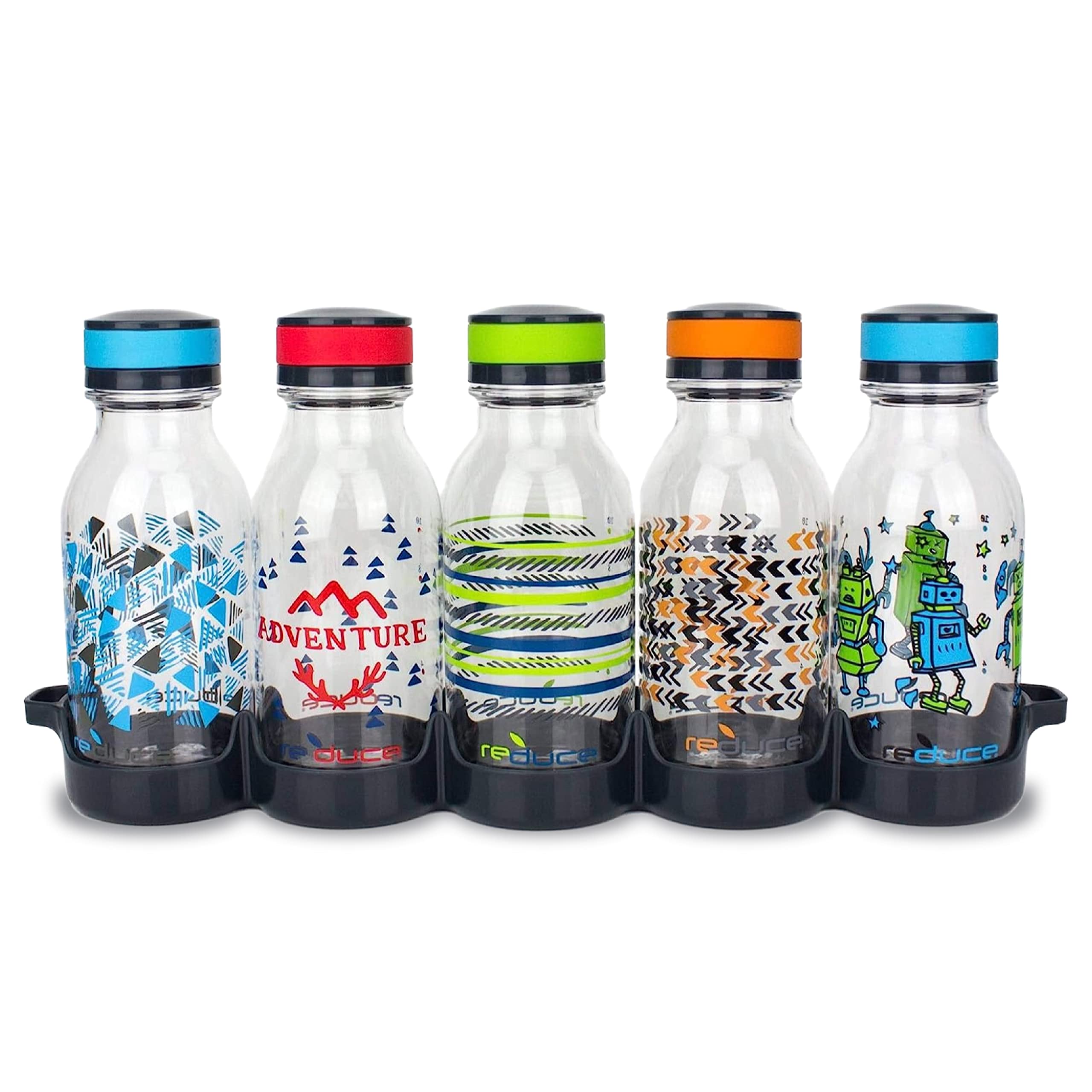 Reduce Waterweek Refillable Water Bottles, 14 Oz - Includes 5 Waterweek Leak Proof Tritan Reusable Water Bottles - Includes Frid