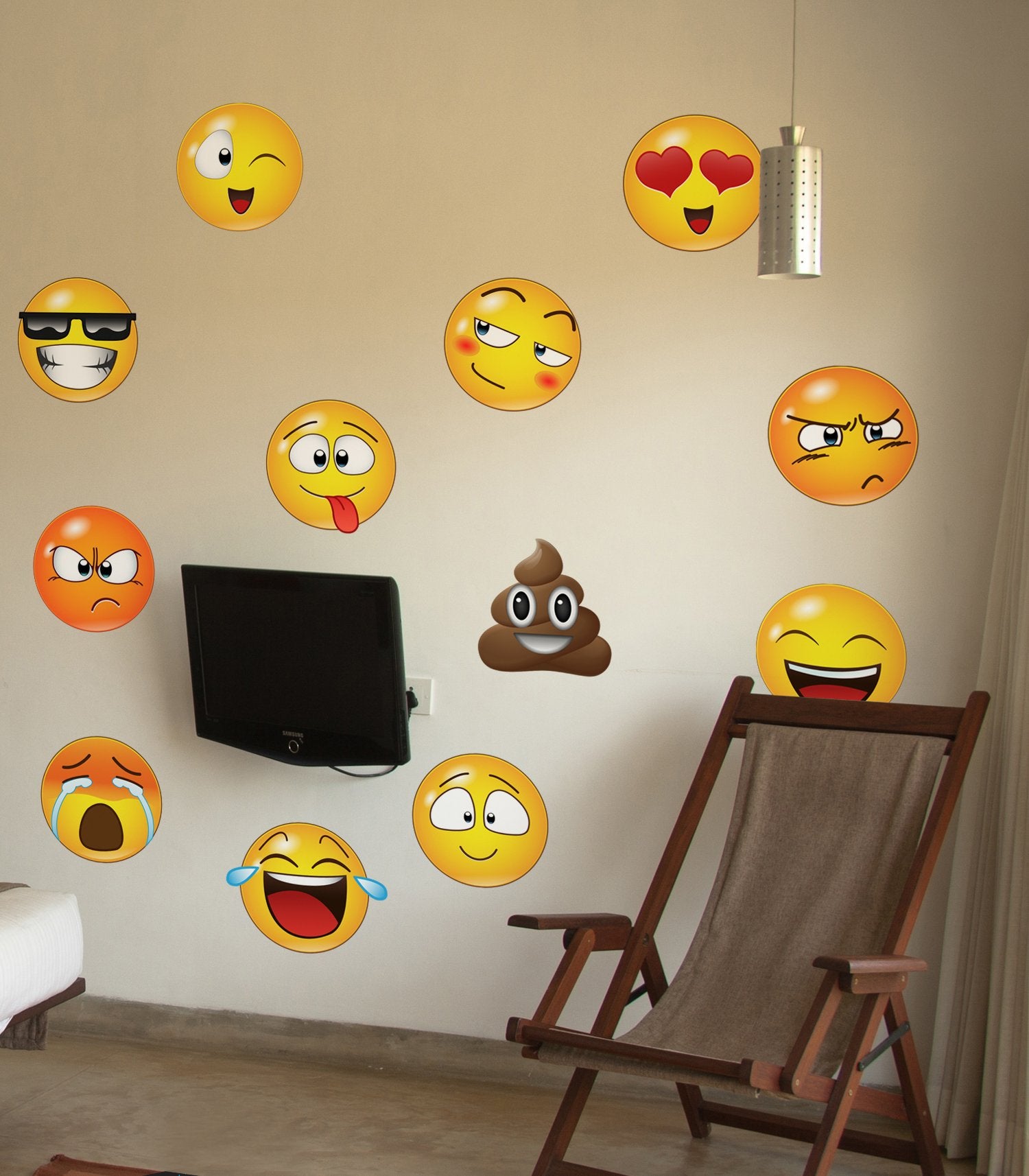 Emoticon Smiling Faces Wall Decal Stickers. #6052 (6 Inch Faces)