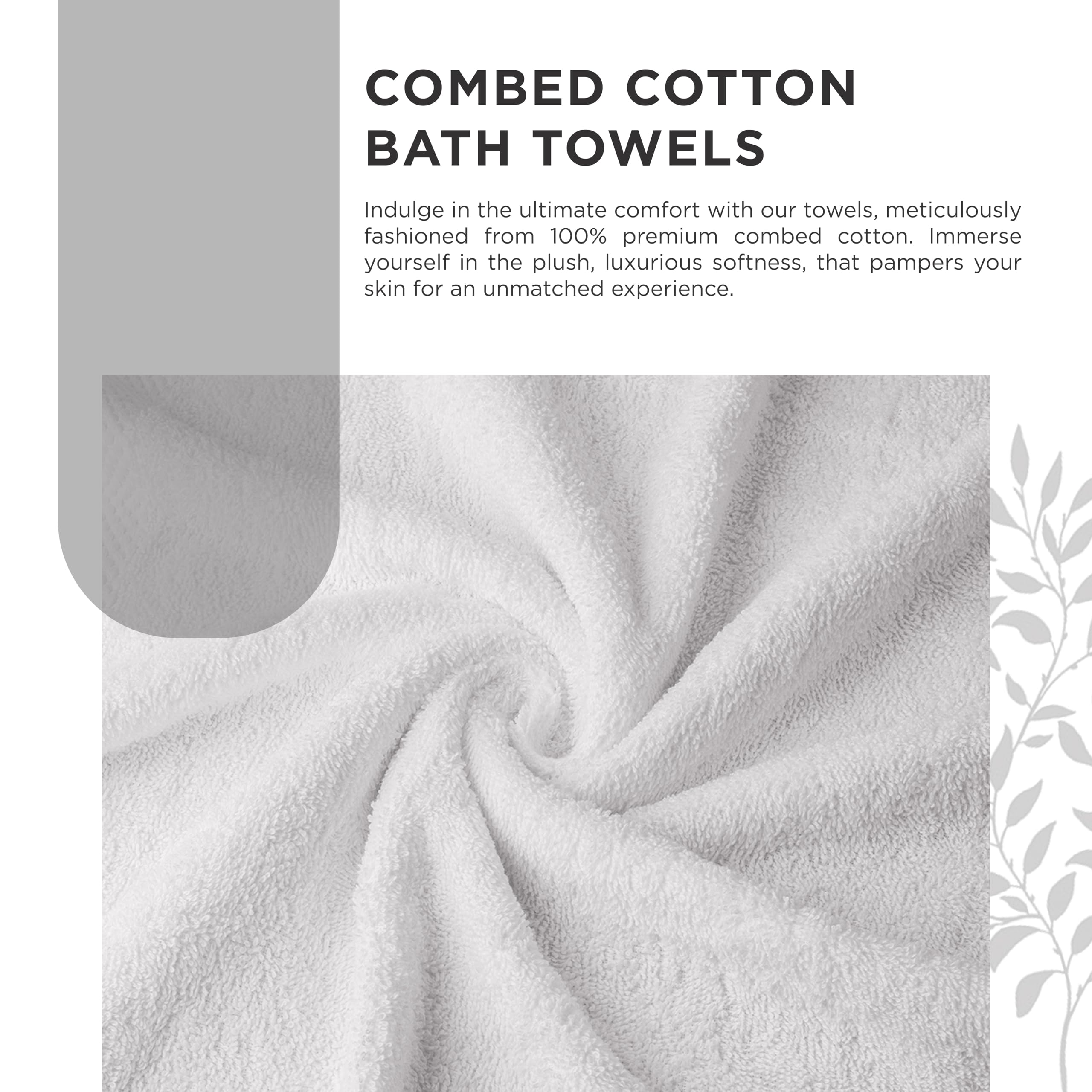 Villa Celestia 600 Gsm 100% Cotton Bath Towels, White, Set Of 2, Highly Absorbent, Plush, Soft, Quick Dry, 2 Pieces Combed Cotto