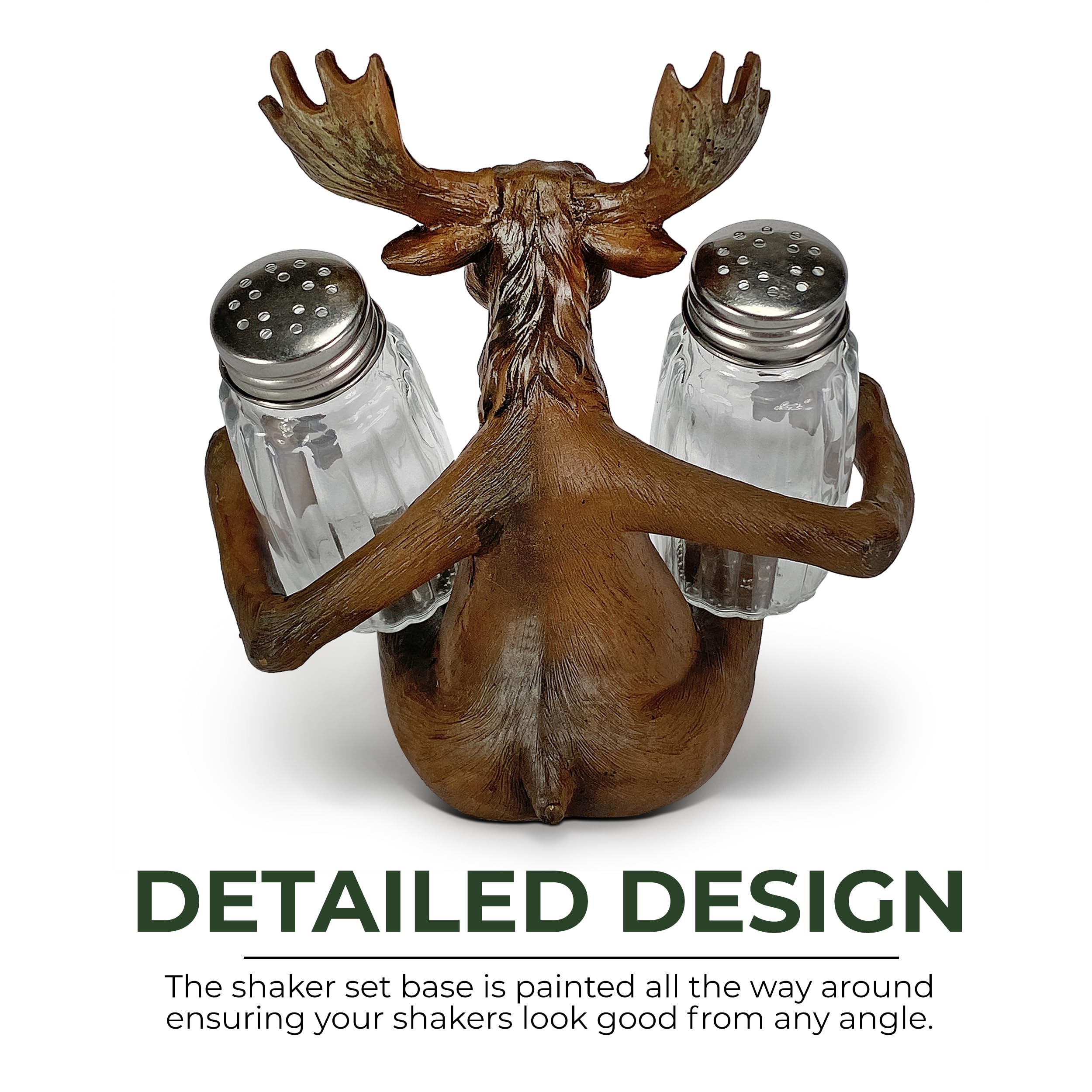 Rivers Edge Products Salt And Pepper Shakers Set, Unique Poly Resin And Glass Spice Dispenser, Novelty Kitchen Counter Decor, Bu