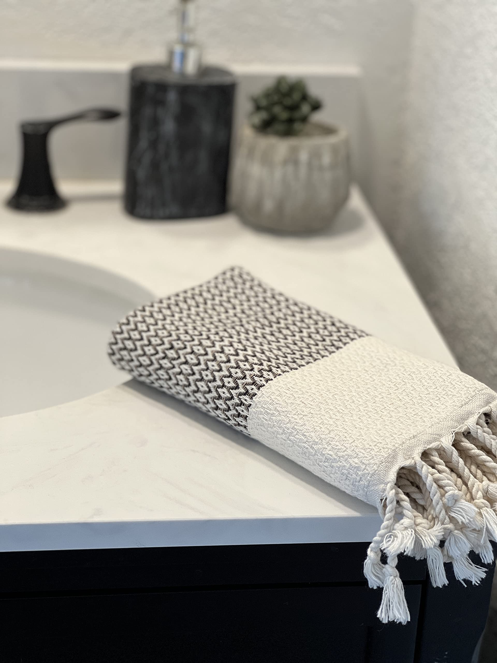 MyAprils Kitchen Towel Set of 2 Turkish Hand Towel for Bathroom Face Head Hair Guest Farmhouse Rustic Kitchen Dining Decor Tea Dishcloth 100% Cotton Hand Towel 19x38 inches
