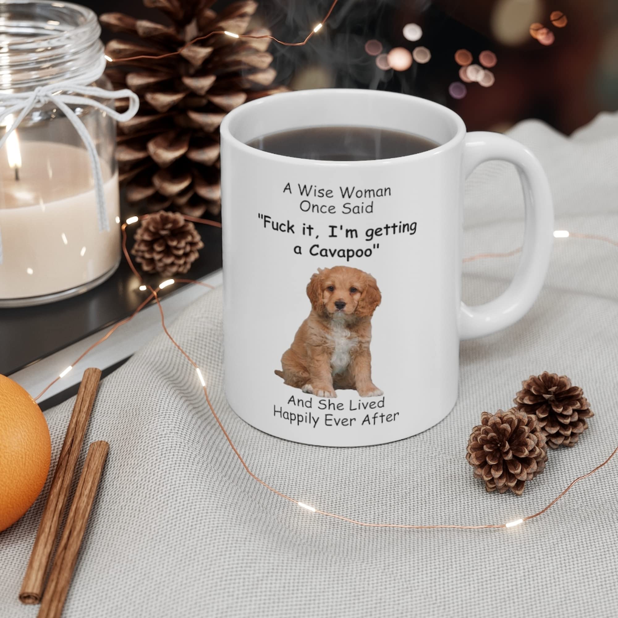 Funny Fawn Cavapoo Gifts for Women Animals Lovers Pets Mom Mother 's Day 2024 A Wise Woman Once Said Coffee Mug with Fun Quotes