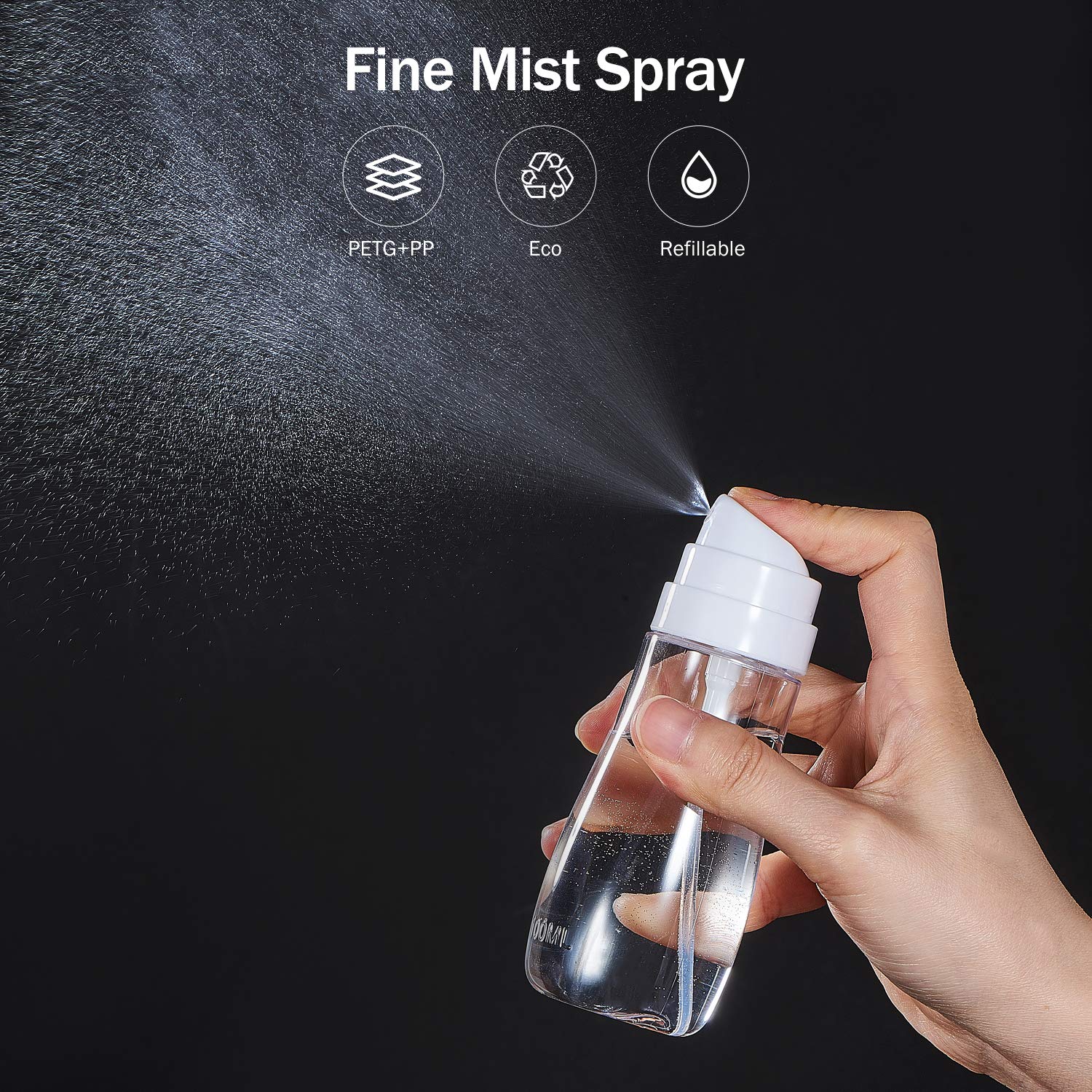 Small Spray Bottle with Fine Mist  2 Pack 3.4oz/100ml Travel Spray Bottles for Hair and Face  Refillable Spray Bottles for Cleaning Solutions  Perfume  Liquid Cosmetics  Essential Oils TSA Approved