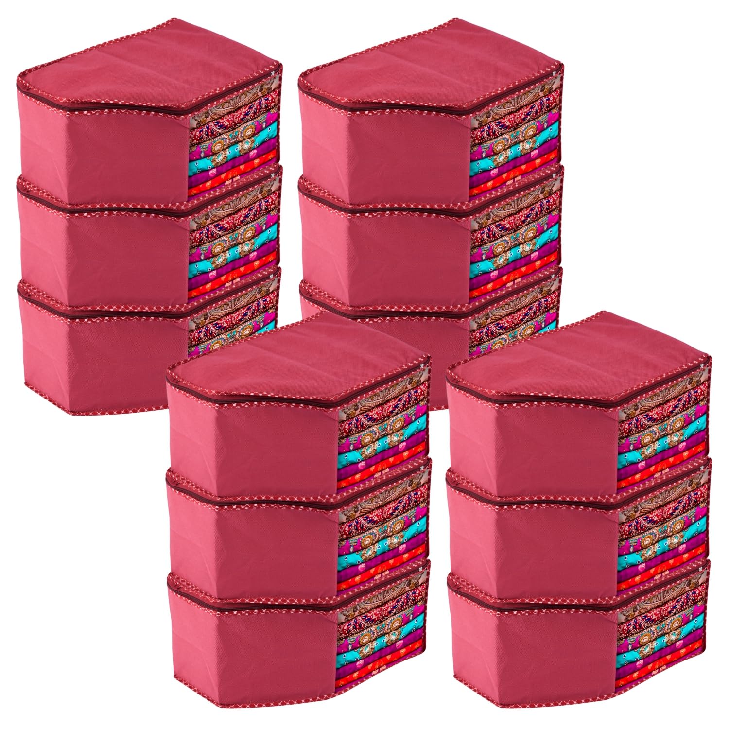 Kuber Industries Blouse Cover | Clothes Storage Bag | Zipper Wardrobe Organizers | NonWoven Clothes Organiser | Side Transparen