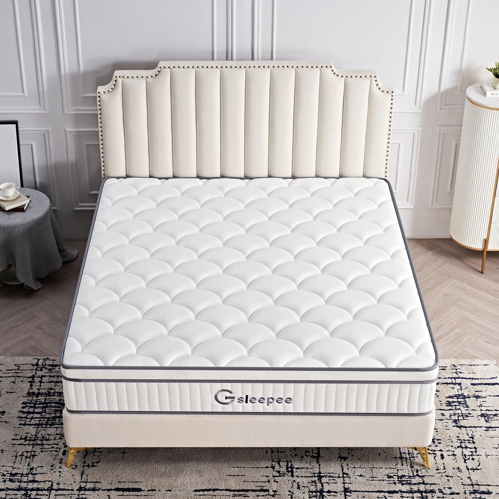 Gsleepee Queen Size Mattress, 14 Inch Gel Memory Foam Mattress, Individually Inner Spring Hybrid Mattresses, Medium Firm Fibergl
