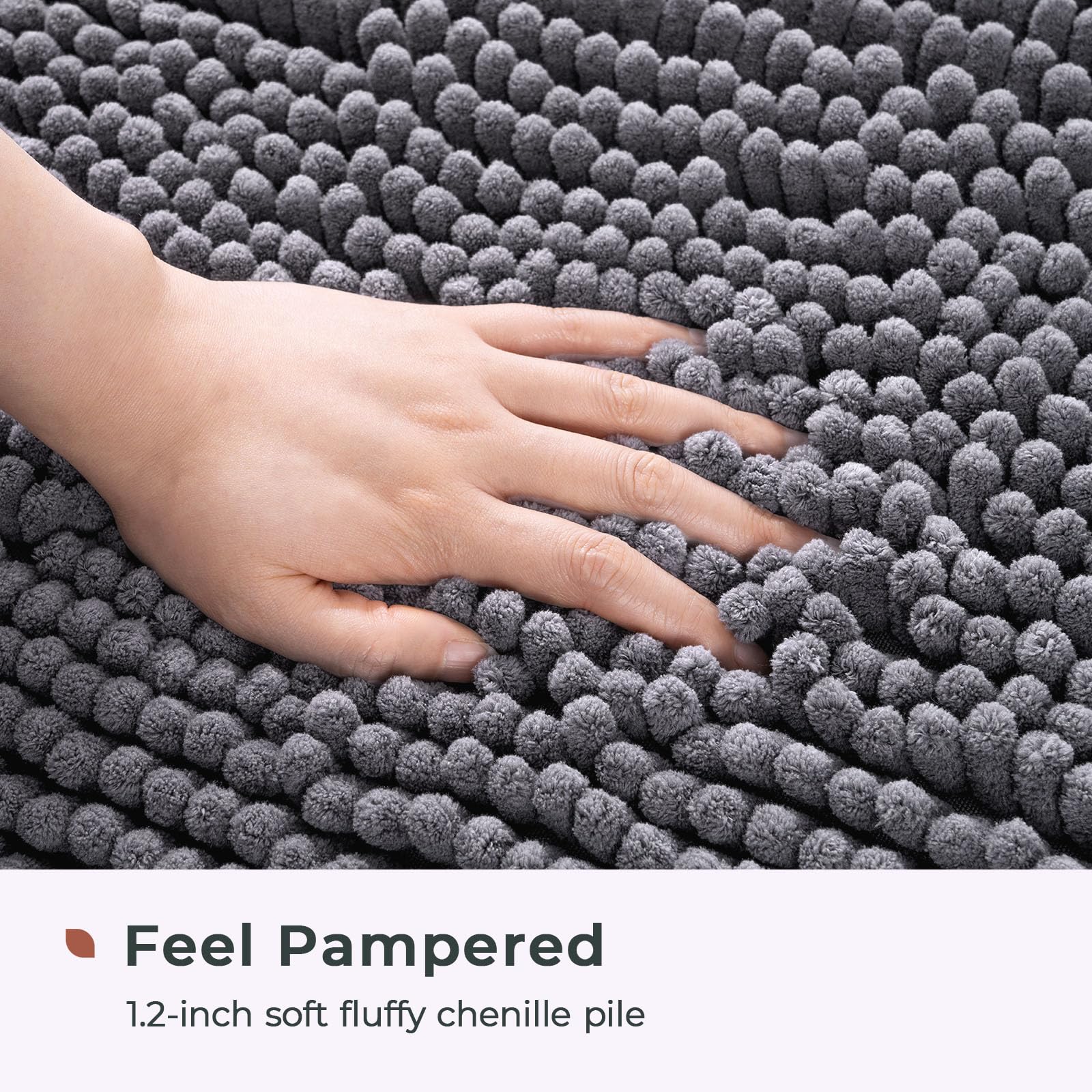 Freshmint Large Chenille Bathroom Rugs Mat 36   X24   , Non-Slip Bath Mat For Bathroom Floor & Bathtub, Washable Soft Shower Sha