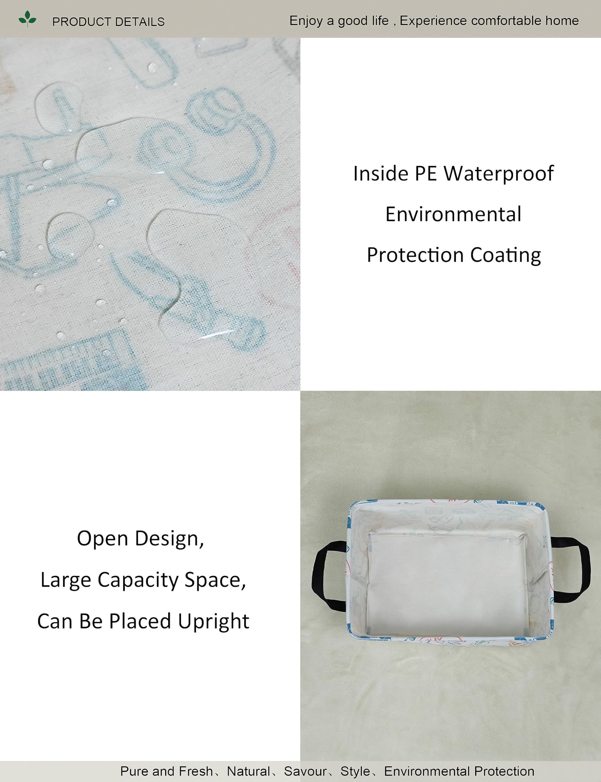 ONOEV Rectangular Folding Laundry Basket,waterproof Canvas Basket,gift basket,Suitable for children s room,Clothes,Toys Storage(