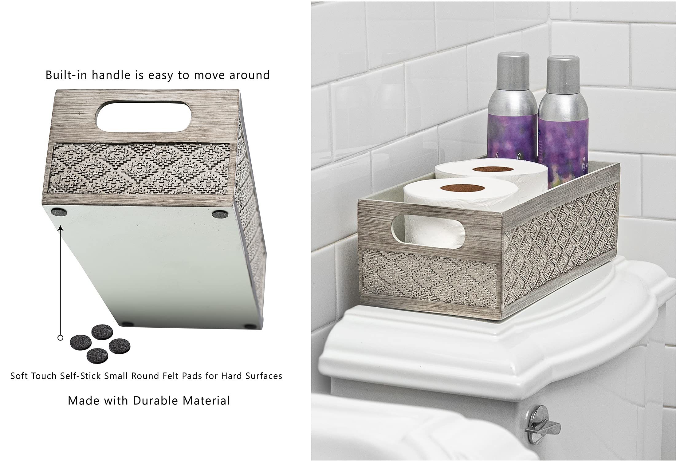 Bathroom Decor Box Toilet Paper Holder Storage Basket - Decorative Toilet Tank Topper Bathroom Storage Organizer - Bathroom Sink