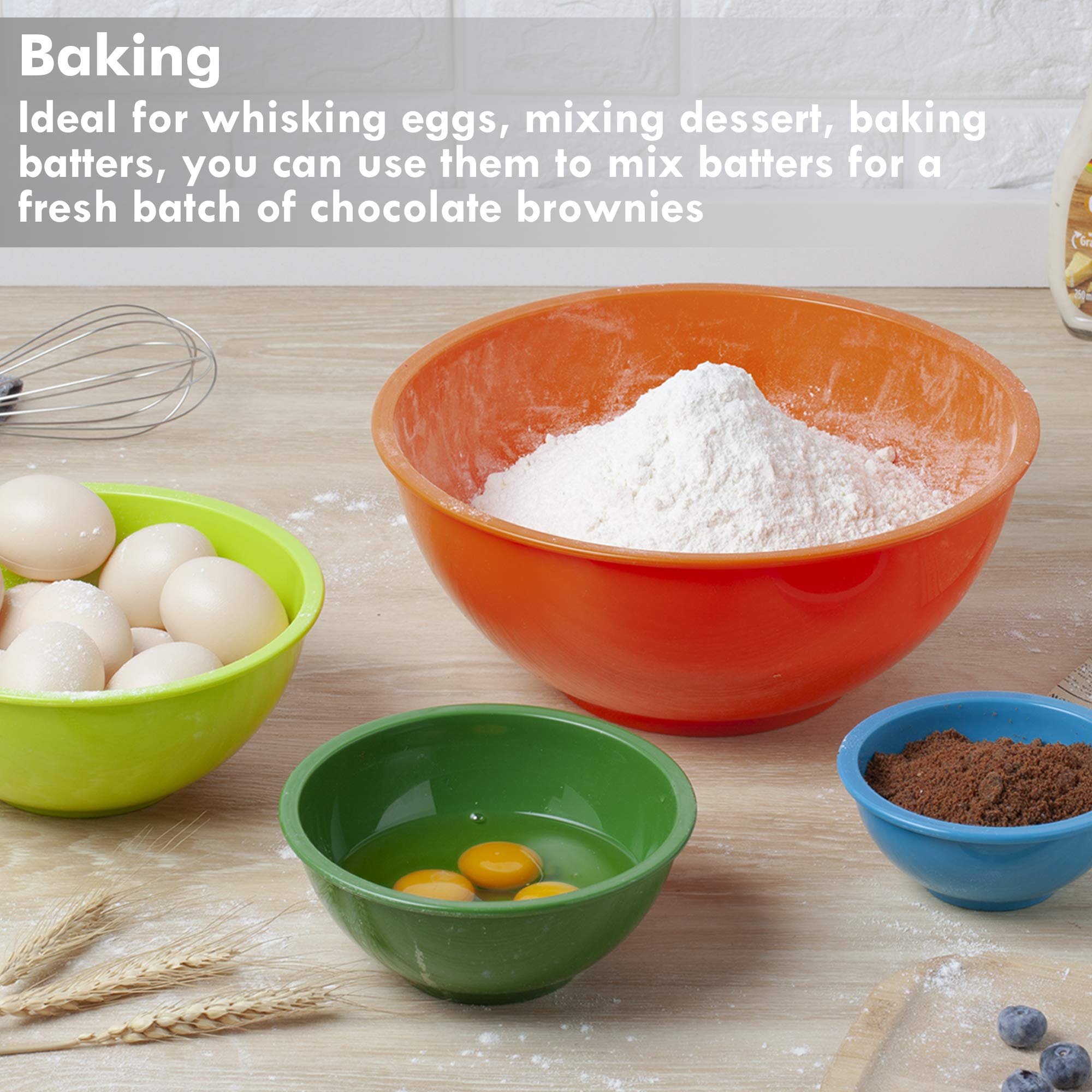 Yihong 6 Pcs Plastic Mixing Bowls Set, Colorful Serving Bowls For Kitchen, Ideal For Baking, Prepping, Cooking And Serving Food,