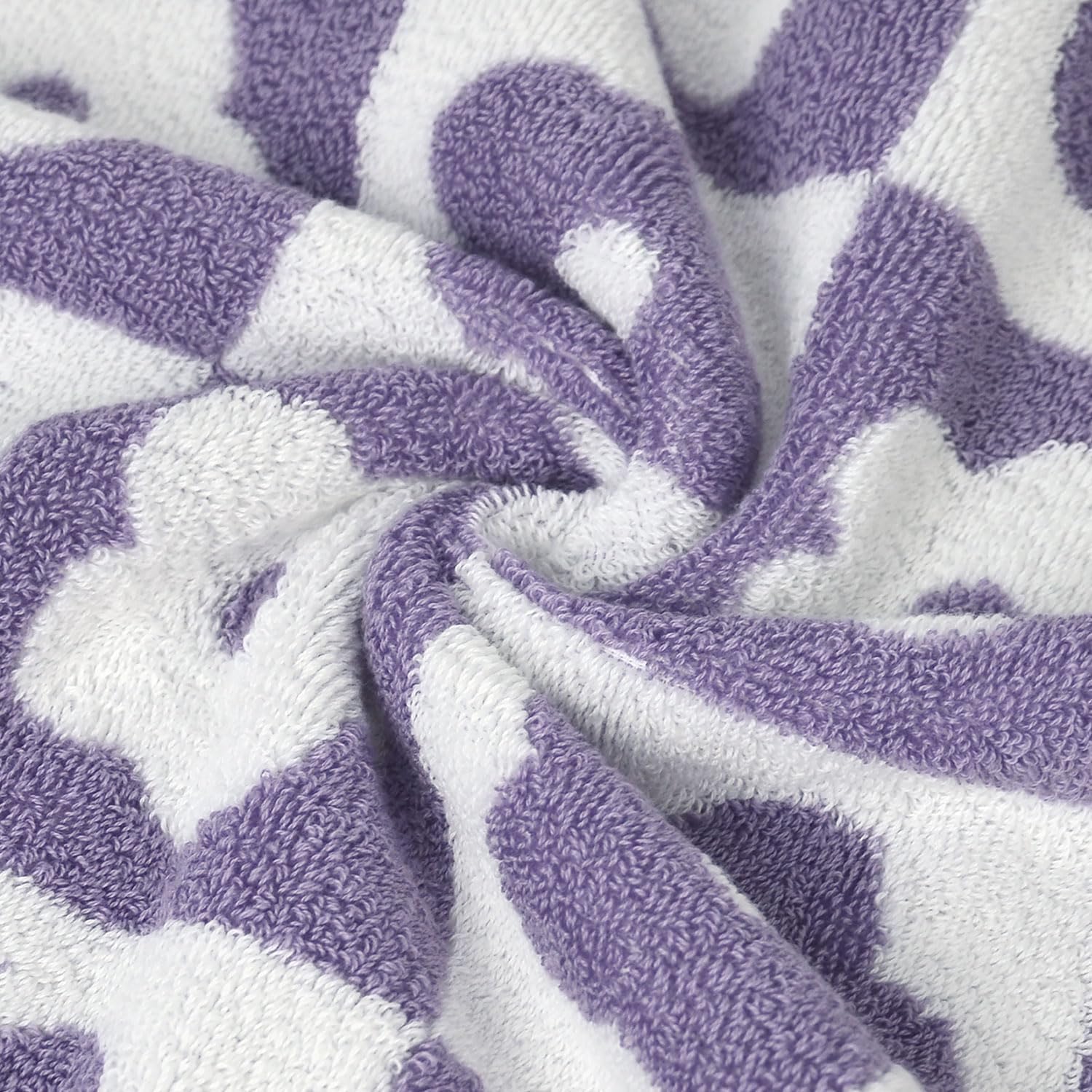 Jacquotha Cotton Bath Towels Pack Of 2 With Lilac Checkered Floral Charm - Luxury Lightwieght Quick Dry Towels For Bathroom Show