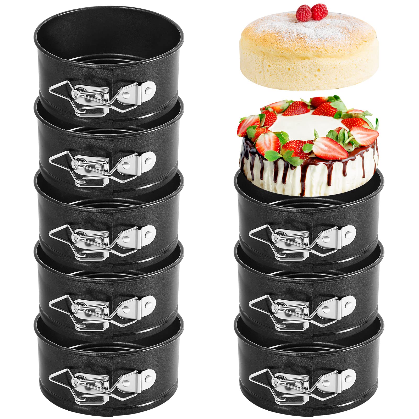 Sunnyray 25 Pcs 4 Inch Springform Pan for Baking Mini Cheesecake Pans with Removable Bottom Nonstick Leakproof Round Cake Mold S