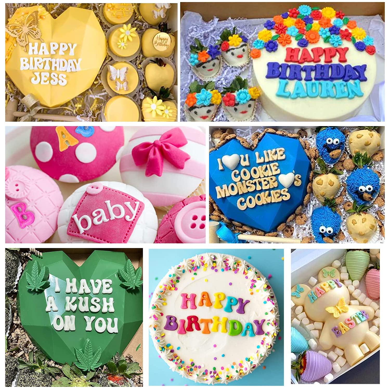 Miyahouse Letter Molds Silicone Uppercase Lowercase Alphabet Number Fondant Mold For Chocolate Covered Strawberries Birthday Par