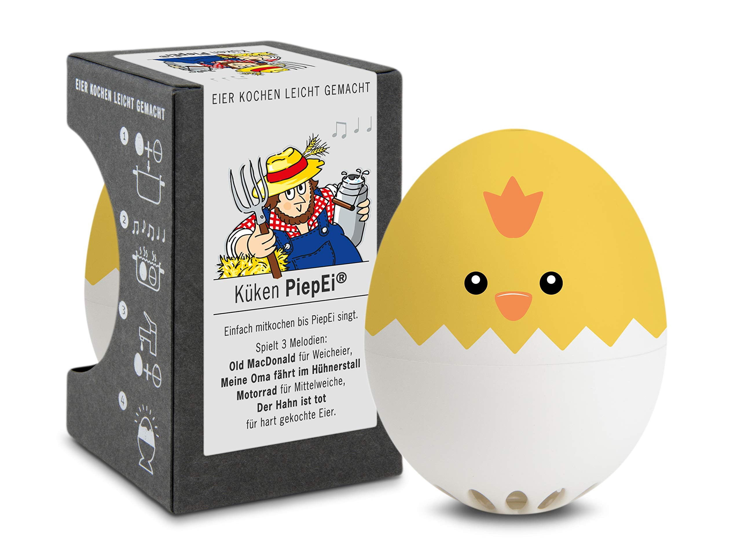 BrainStream Chicken BeepEgg - Unique Space-Saving Kitchen Timer That Plays Tunes for Soft, Medium & Hard-Boiled Eggs - Fun Kitch