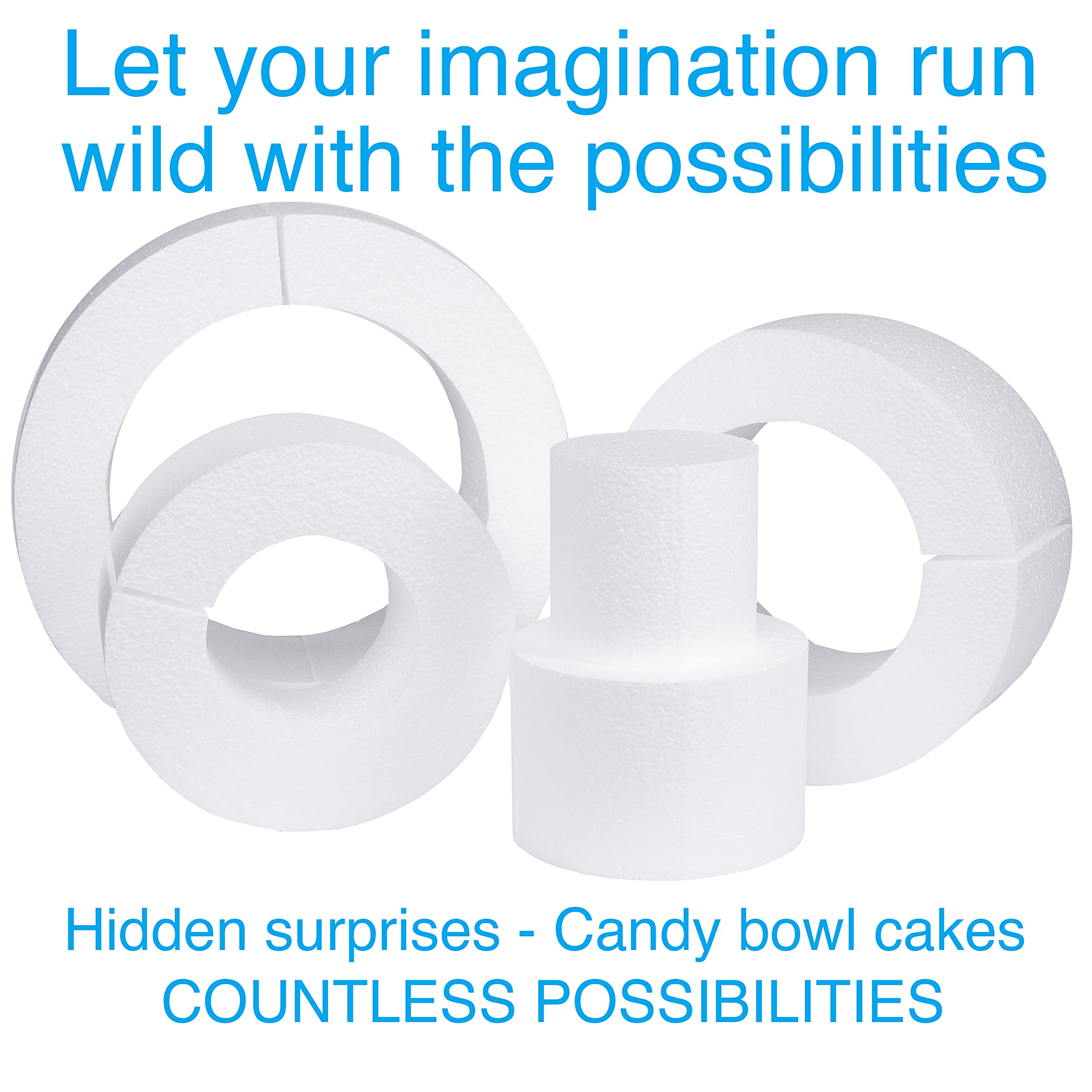 Silverlake Space Saver Cake Dummy Set - Round Foam Cake Dummies - Up To 5 Tier Cake 20 Inches Tall - 4'' High By 4, 6, 8, 10, 12