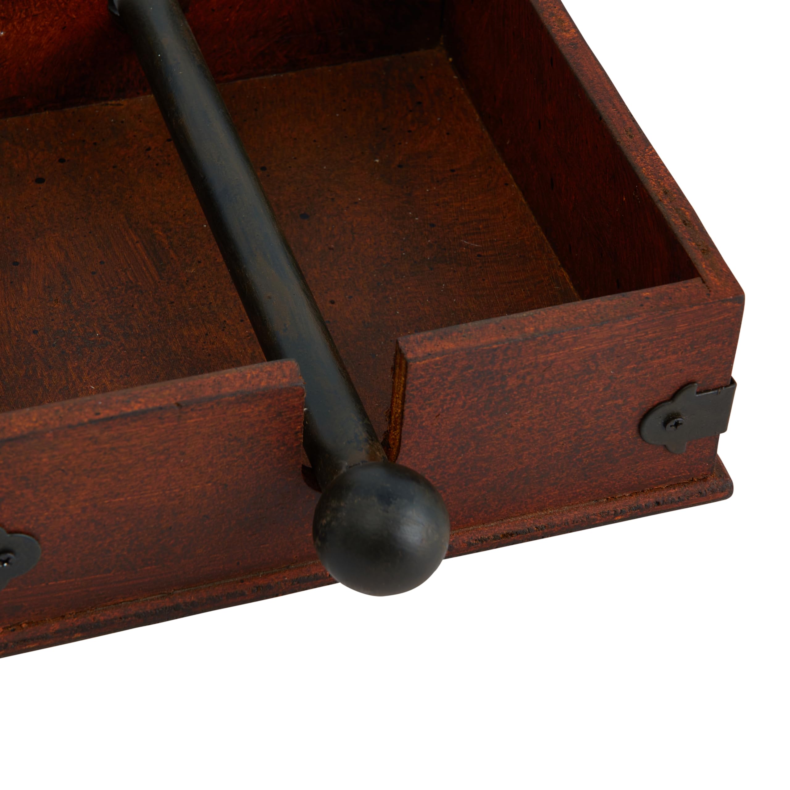 Creative Co-Op Square Wood Napkin Holder With Metal Bar