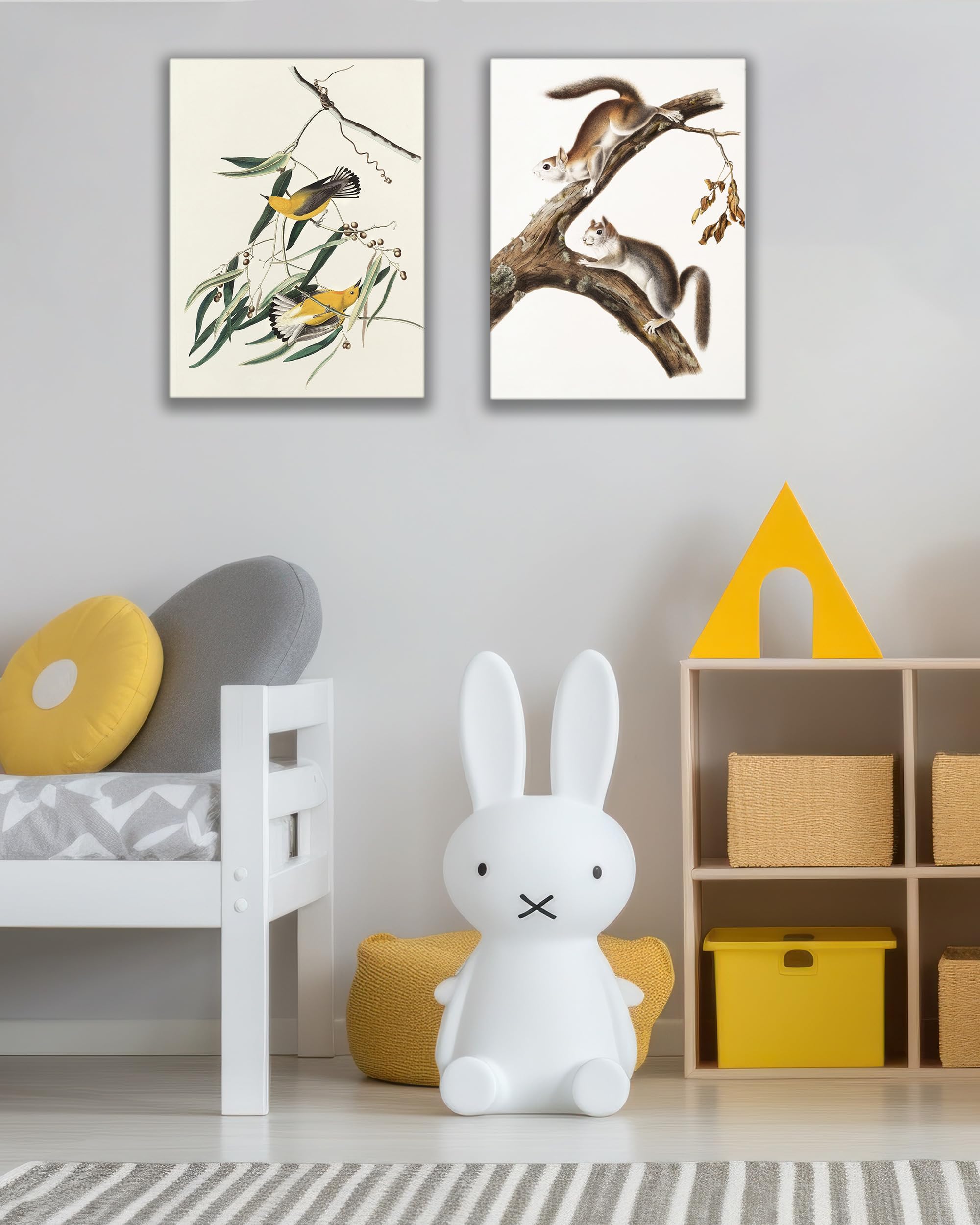 Upwoigh Bathroom Wall Art Decor, Yellow Bird Wall Art-Hummingbird Pictures For Wall, Waterproof Wood Framed Canvas Wall Art Anim
