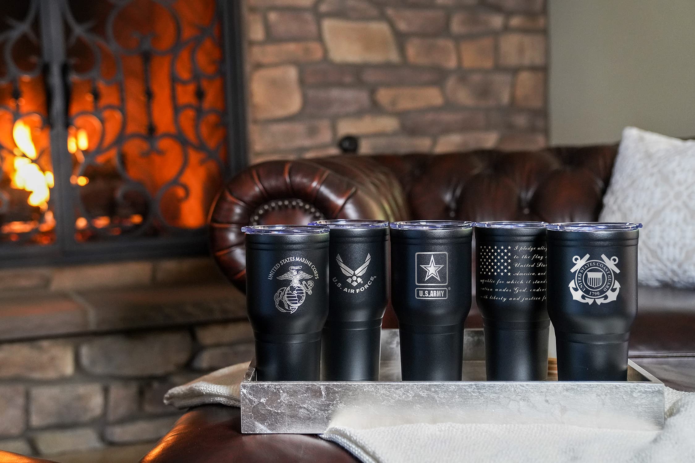 30 Oz Air Force Coffee Travel Mug | Double Wall Vacuum Insulated Coffee Tumbler | Stainless Steel Coffee Mug With Lid & Straw