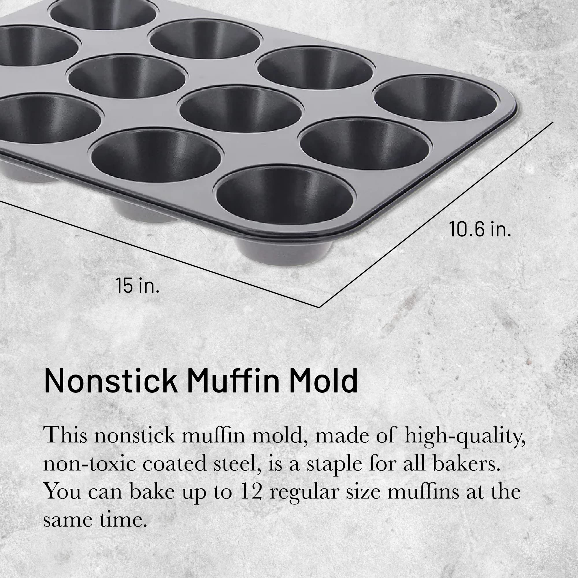 De Buyer Nonstick Muffin Mold - Bake Up To 12 Muffins & Cupcakes - Easy To Use & Clean - Pfoa Free
