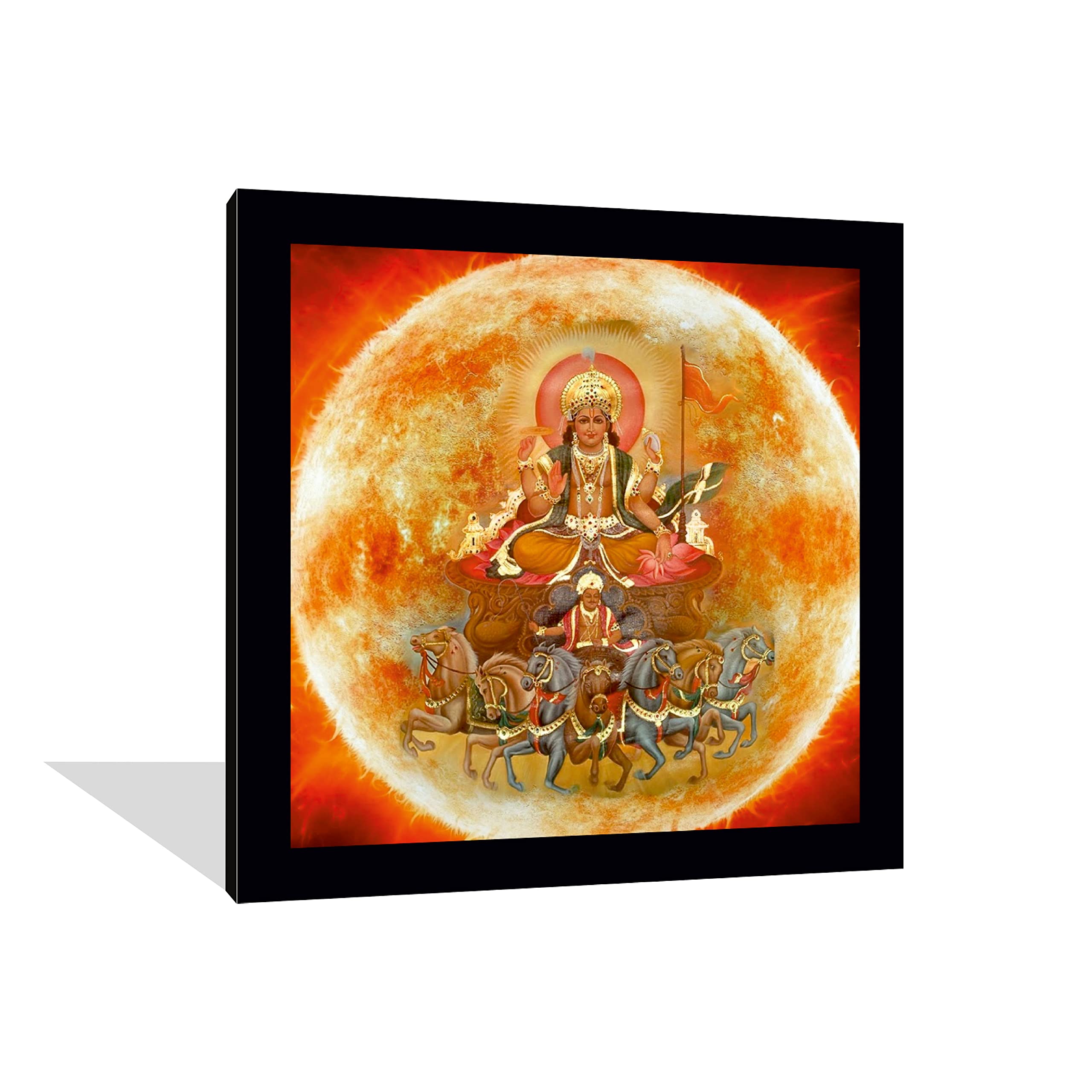 AGRADA - Framed Surya Bhagwan Picture Painting for Home, Office, Puja Room Wall Decor in Home Decorative Gift Item Digital Repri