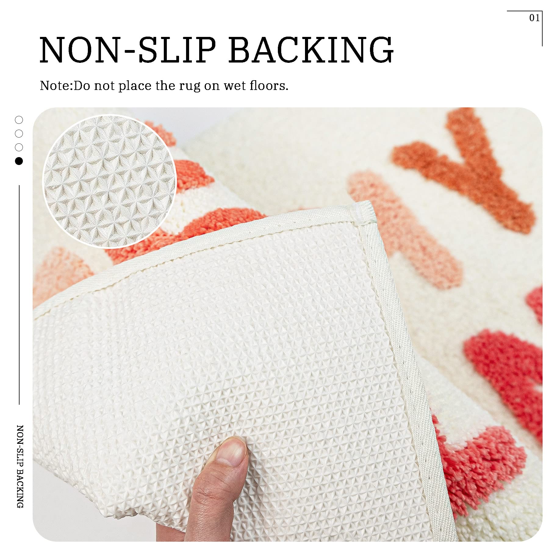 Mujoo Cute Bathroom Rugs Pink And Cream Ultra Soft And Water Absorbent Bath Rug, Machine Washable, Non-Slip Peach Bath Mats For