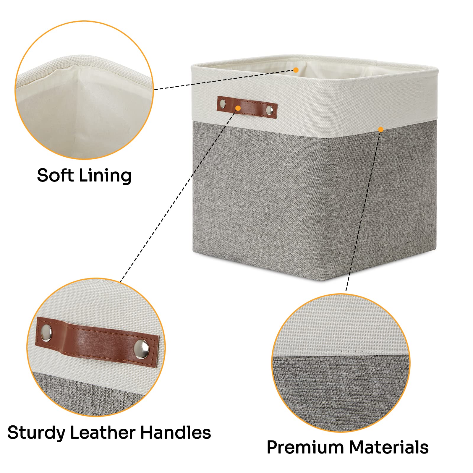 DULLEMELO 13 inch Fabric Storage Cubes 4 Pack Foldable Baskets/Bins for Home Office Organizer Closet  Shelves  Toy  Nursery