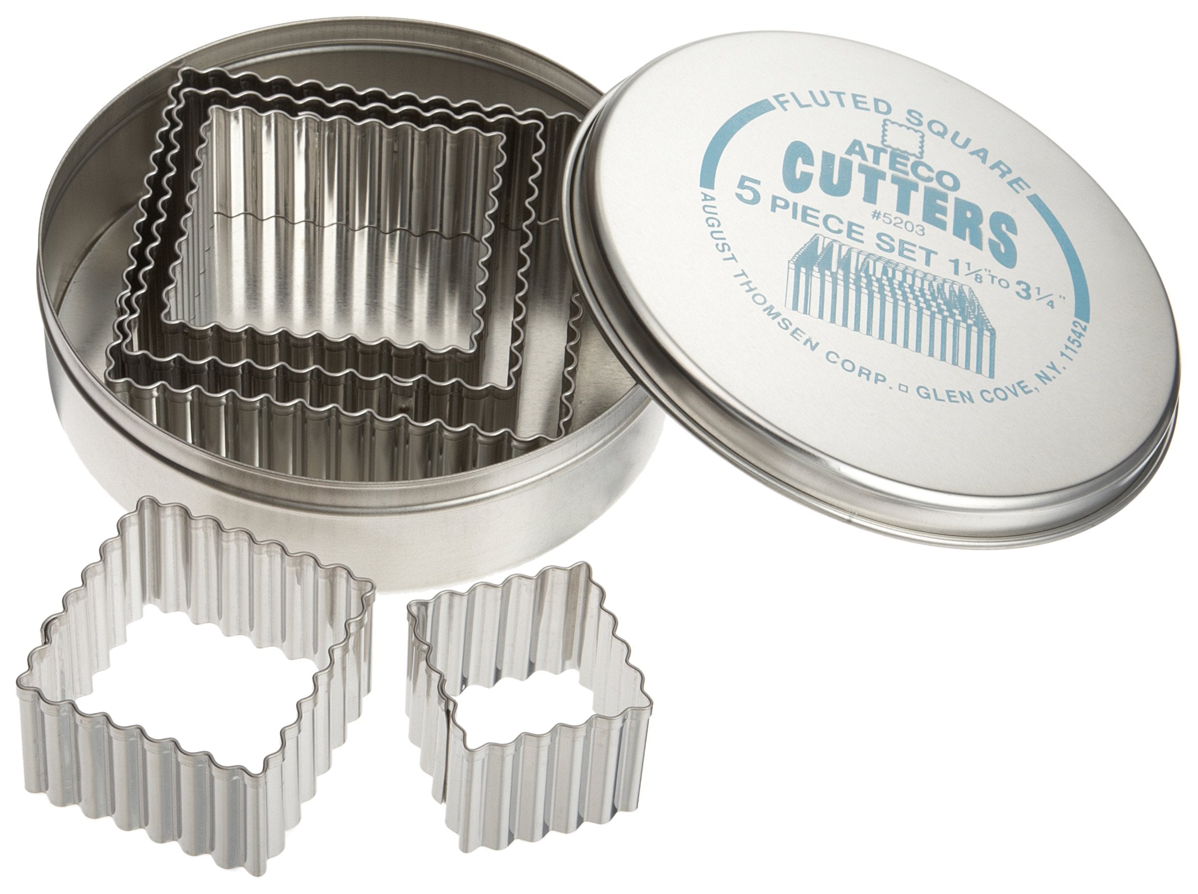 Ateco Rectangle Pastry Fluted Edge Round Cutters In Graduated Sizes