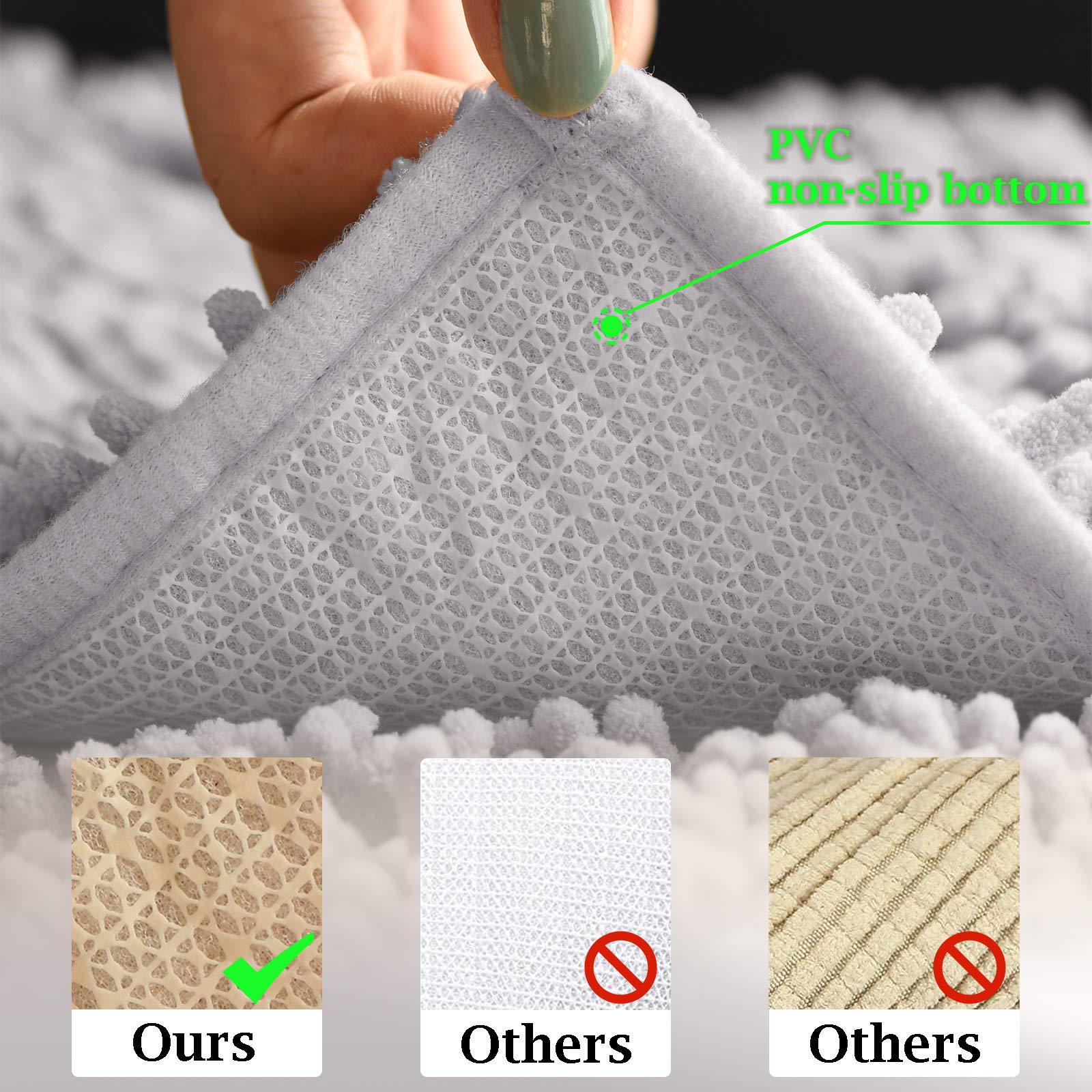 Bathroom Rugs Non Slip Bathroom Rugs Sets 3 Piece Chenille , Ultra Soft Bath Rugs, Absorbent Shaggy Bath Mat Set, Easy Clean Dri