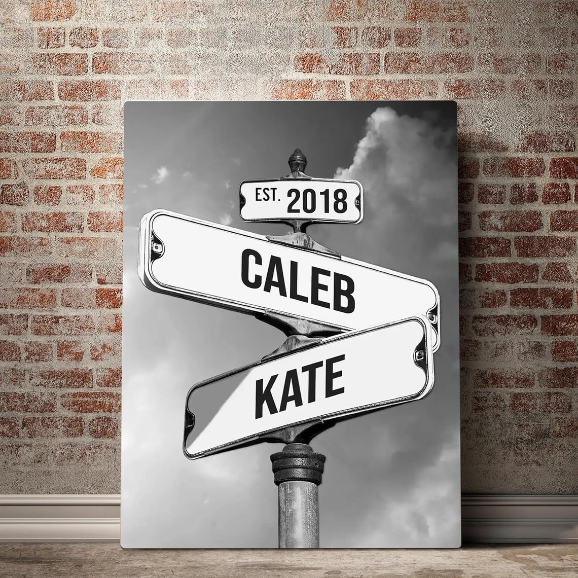 Personalized Crossroads Street Sign For Couples, Best Gift For ?Ouple, Custom Name And Date Vintage Street Sign Canvas Print, Ch