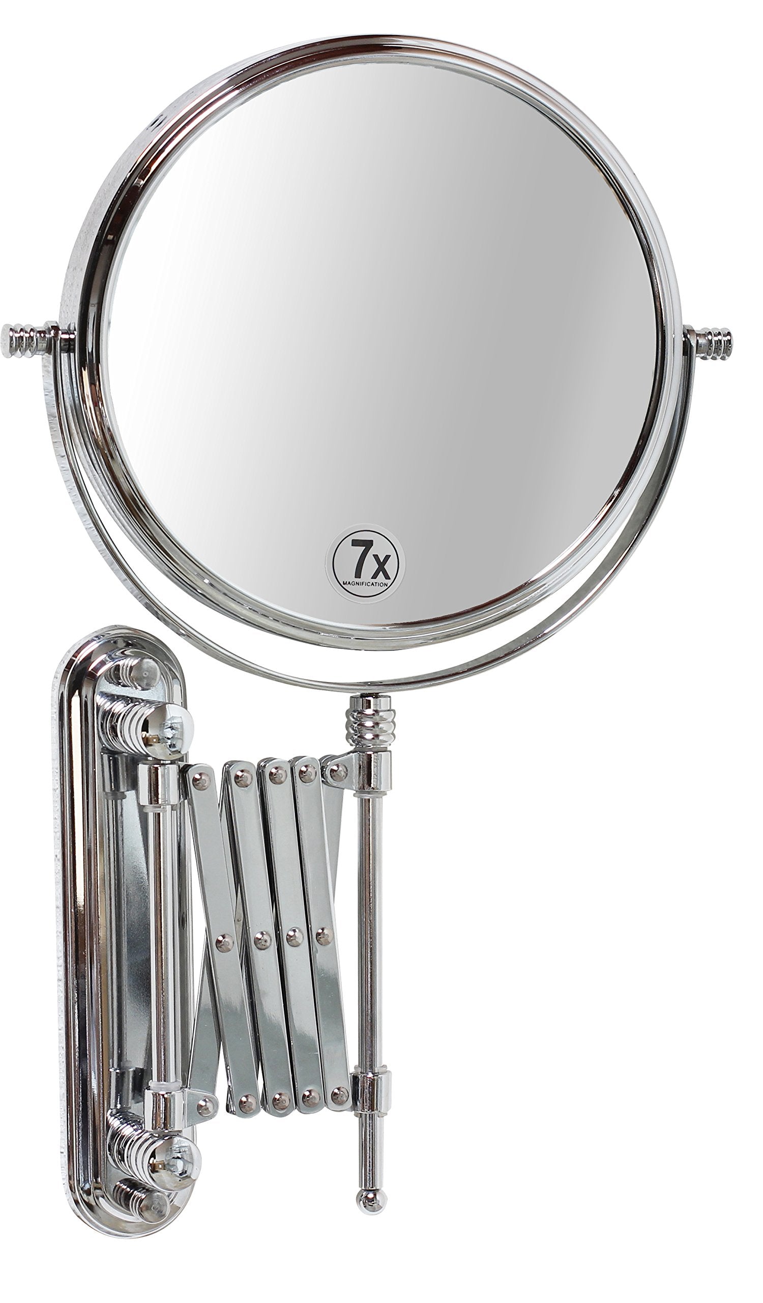 Deco Brothers Wall Mount Extendable Mirror  8 Inch Double Side with 7X Magnification  Chrome