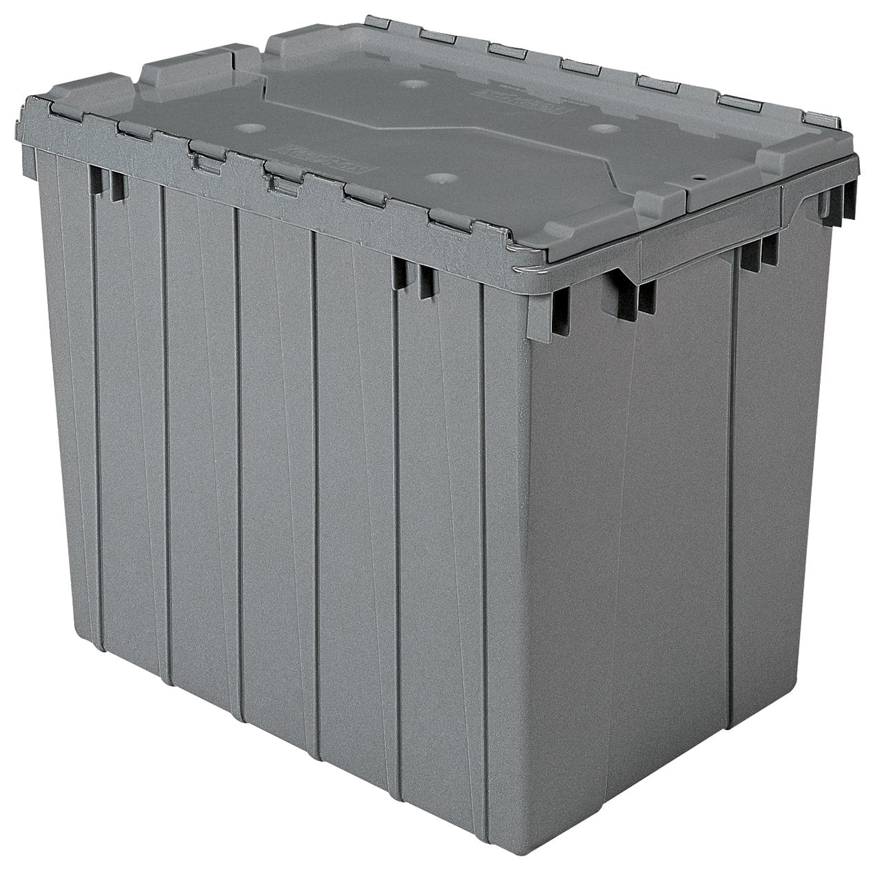 Akro-Mils 39170 Industrial Plastic Storage Tote With Hinged Attached Lid, (21-Inch L By 15-Inch W By 17-Inch H), Gray, (3-Pack)