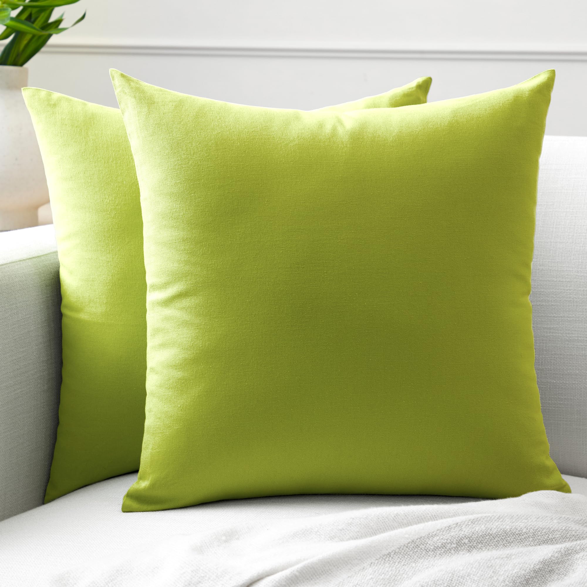 Encasa Xo Throw Pillow Covers 16X16 In Set Of 2 Lime Green | No Inserts | Cotton Pillow Covers For Living Room, Bed, Sofa, Couch