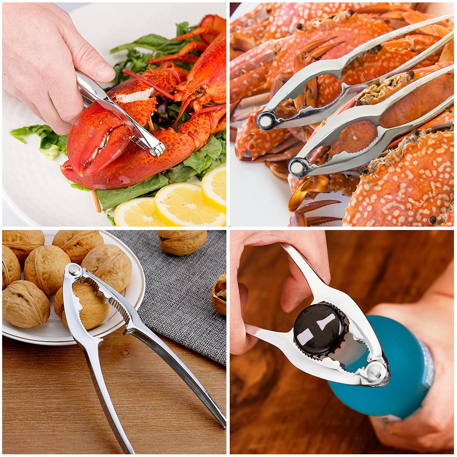 Ygaohf 12 Pcs Crab Leg Crackers And Tools - Heavy Duty Stainless Steel Crab Claw Crackers Set, Easy To Use Seafood Tools Nut Cra
