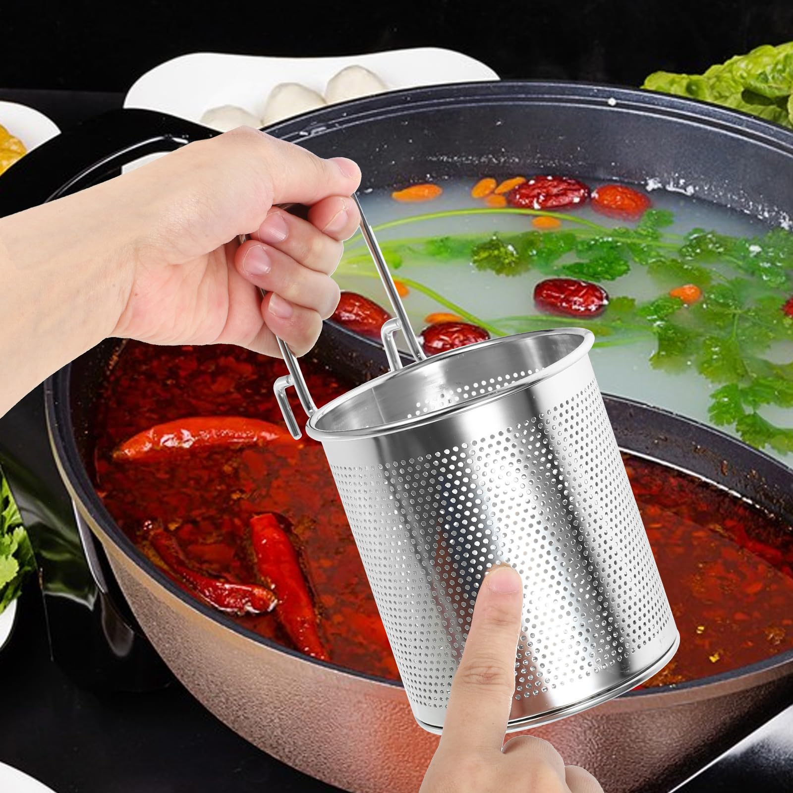 1Pc Hot Pot Hook Slip Through The Net Hanging Hot-Pot Basket Practical Hot-Pot Baskets Hot-Pot Hanging Basket Useful Basket For