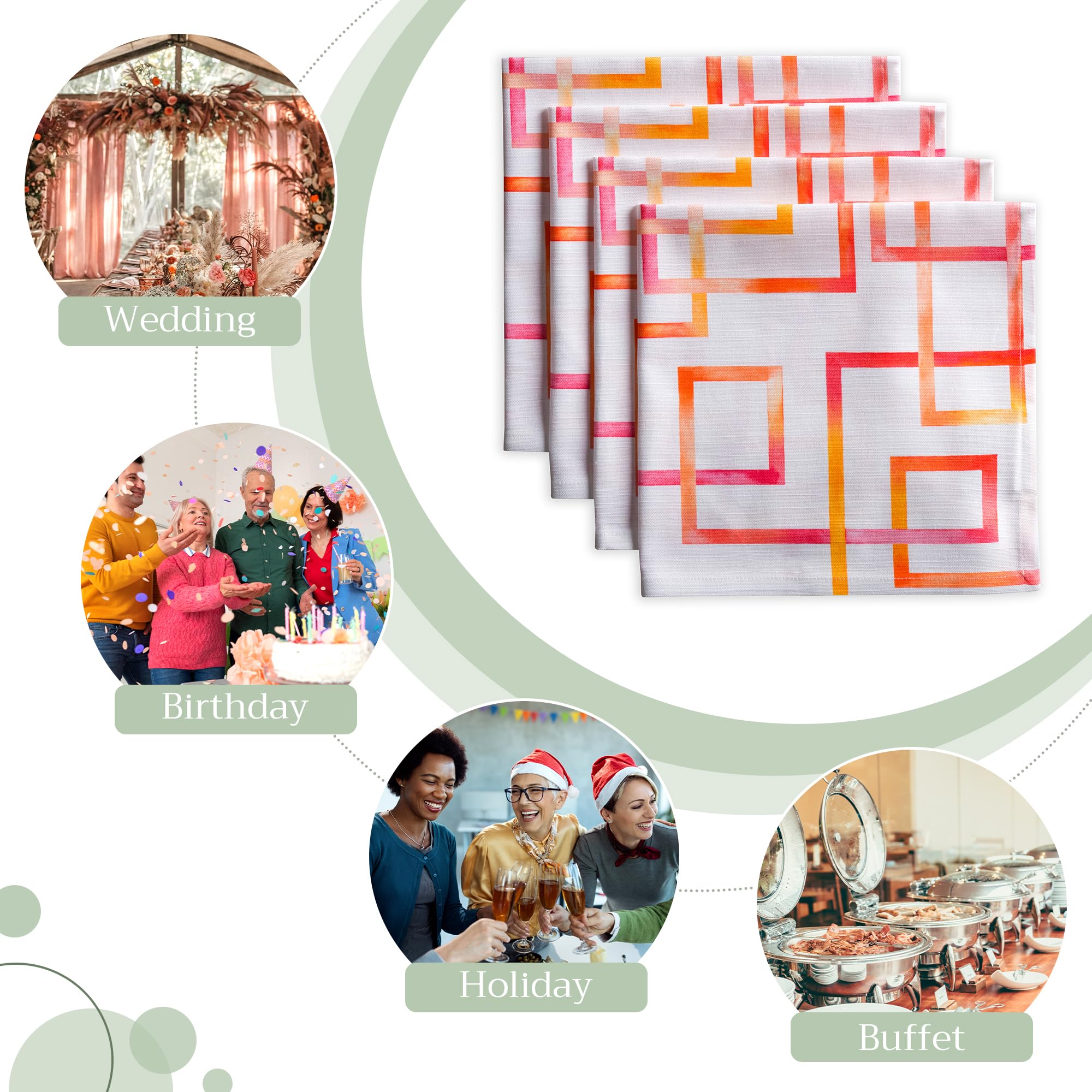 Maison d' Hermine Napkin 100% Cotton 20''x20'' Set of 4 Decorative Washable Table Cloth Napkins for Gifts  Dining  Holidays  Buffet Parties & Wedding Use  Summer Maze - Spring/Summer