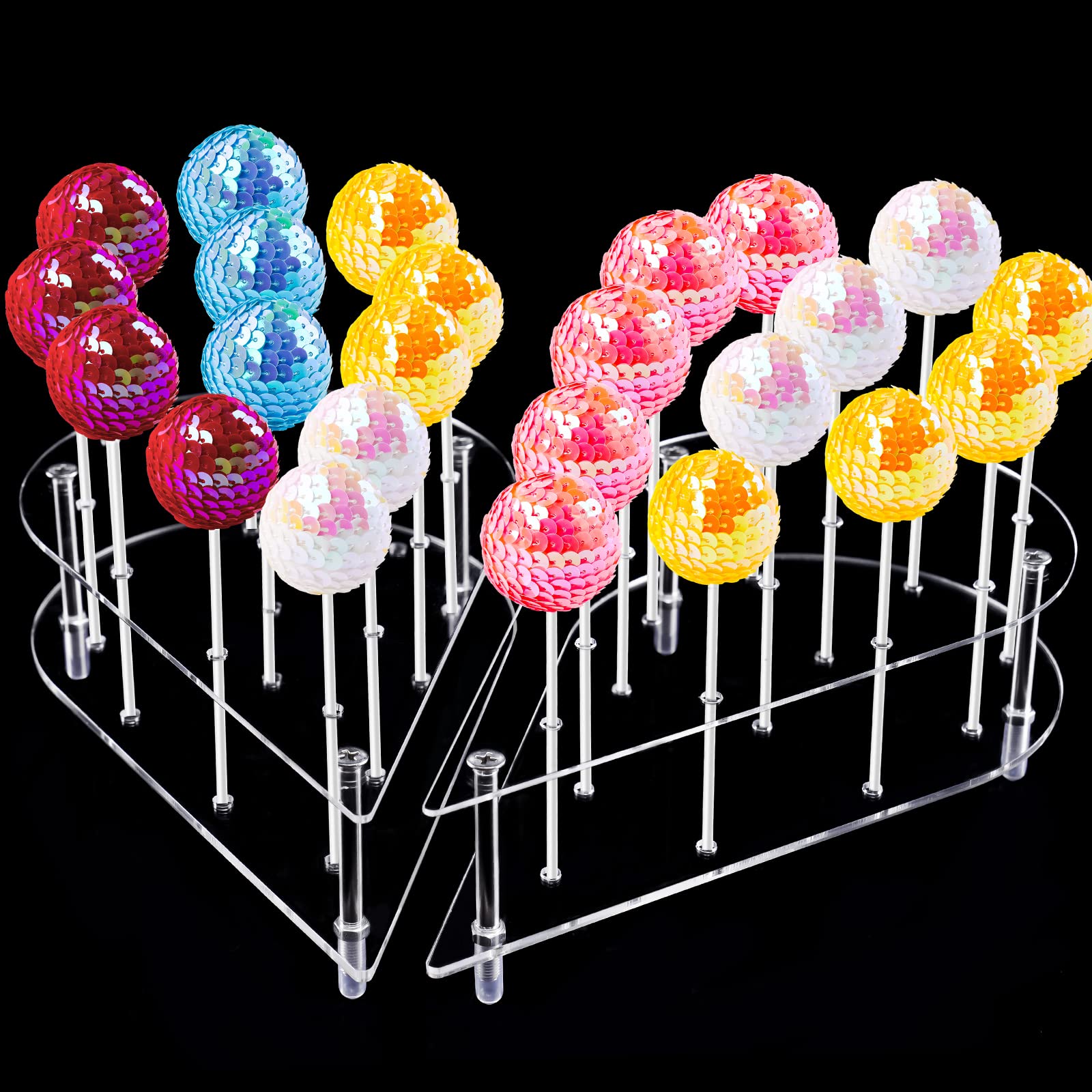 Nihome Cake Pop Stand Non Sticking Out, 24 Holes Acrylic Cake Pop Holder, Lollipop Cakepopsical Stand For Wedding Birthday Party